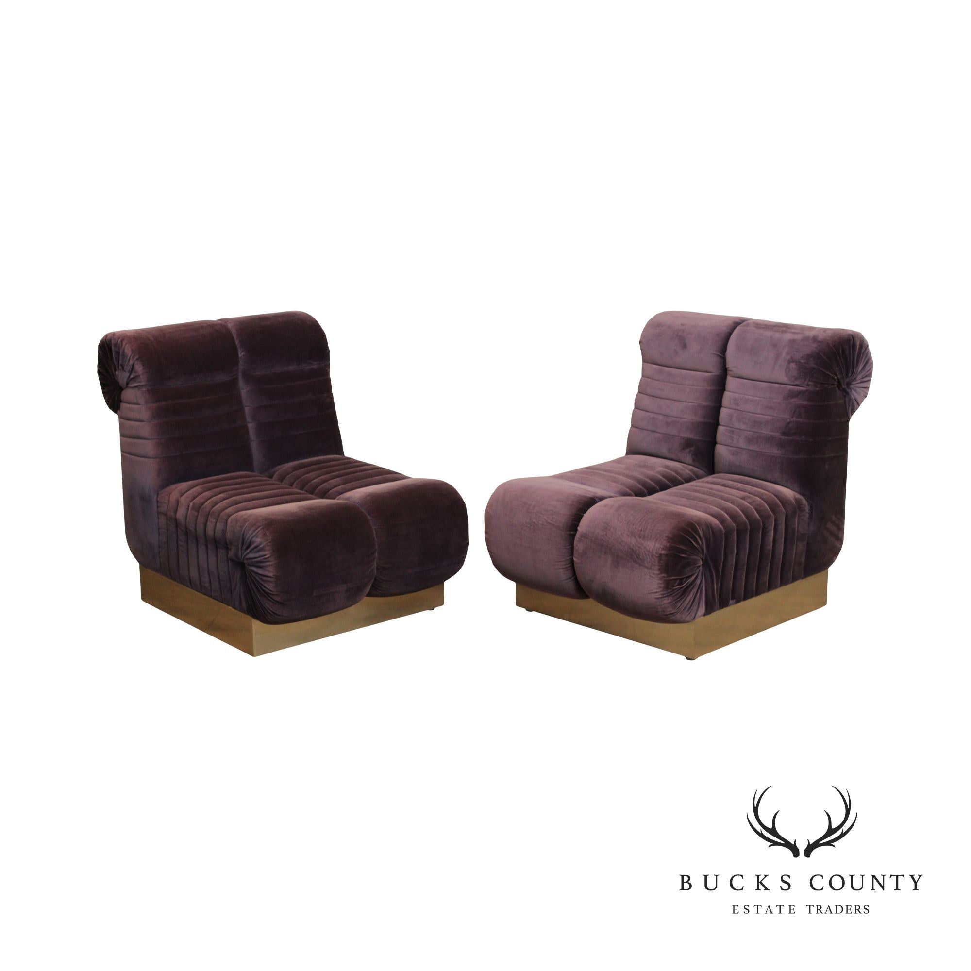 Edward Axel Roffman 1970s Modern Pair Slipper Lounge Chairs