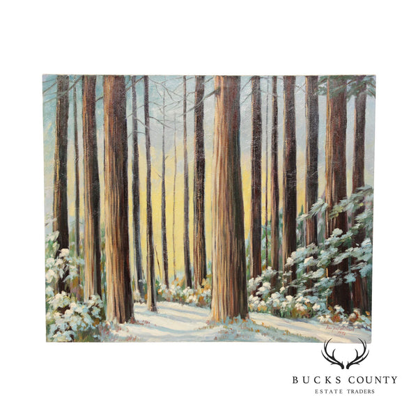 Ann Yost Whitesell Winter Forest 'Tall Trees' Landscape Original Oil Painting