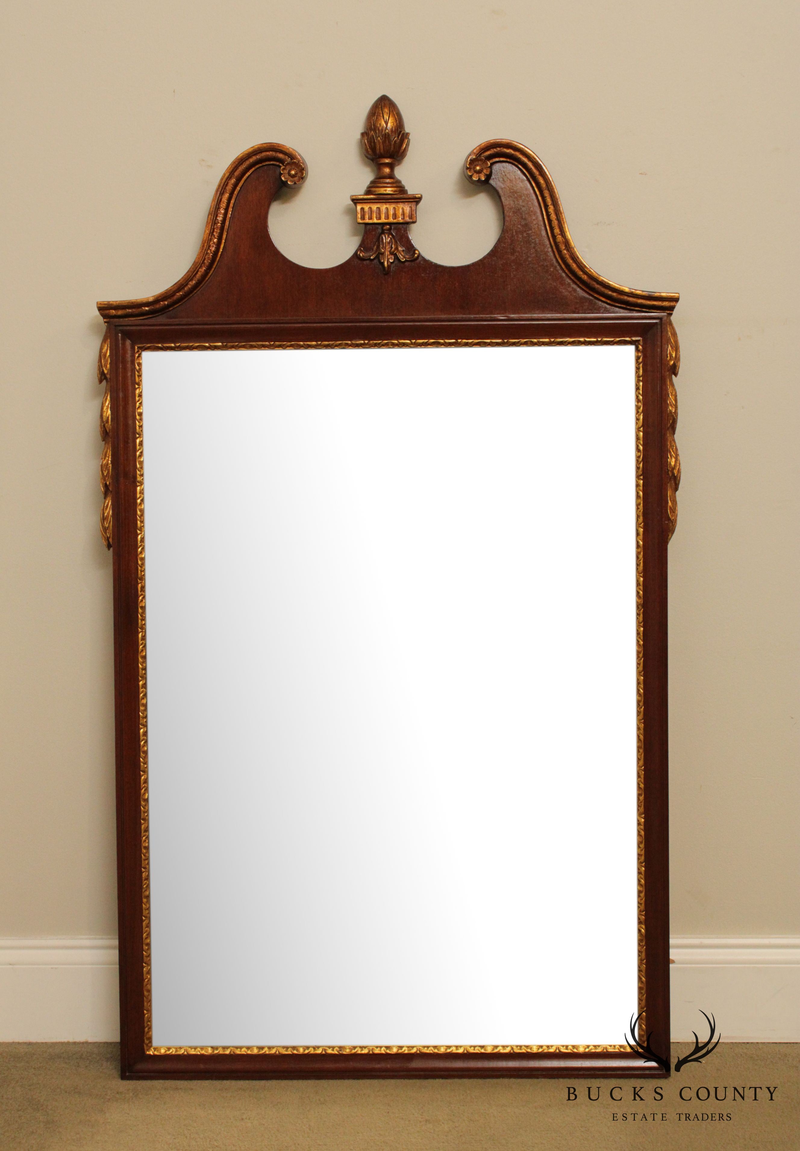 Friedman Brothers Vintage Georgian Style Mahogany, Partial Gilt Wall Mirror #5488