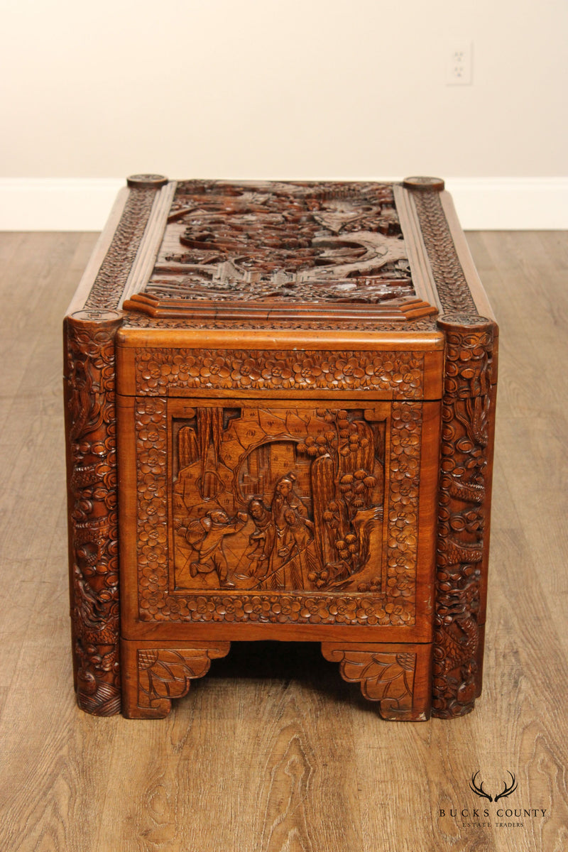 Vintage Chinese Carved Camphor Wood Chest