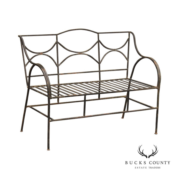Vintage Wrought Iron Outdoor Garden Bench