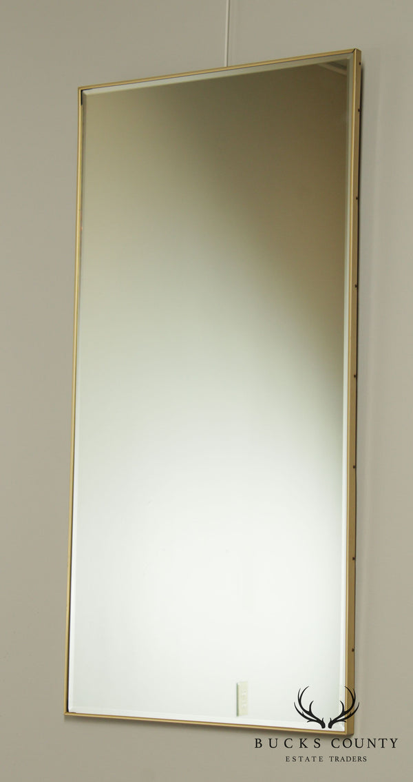 Mid Century Modern Brushed Brass Beveled Wall Mirror
