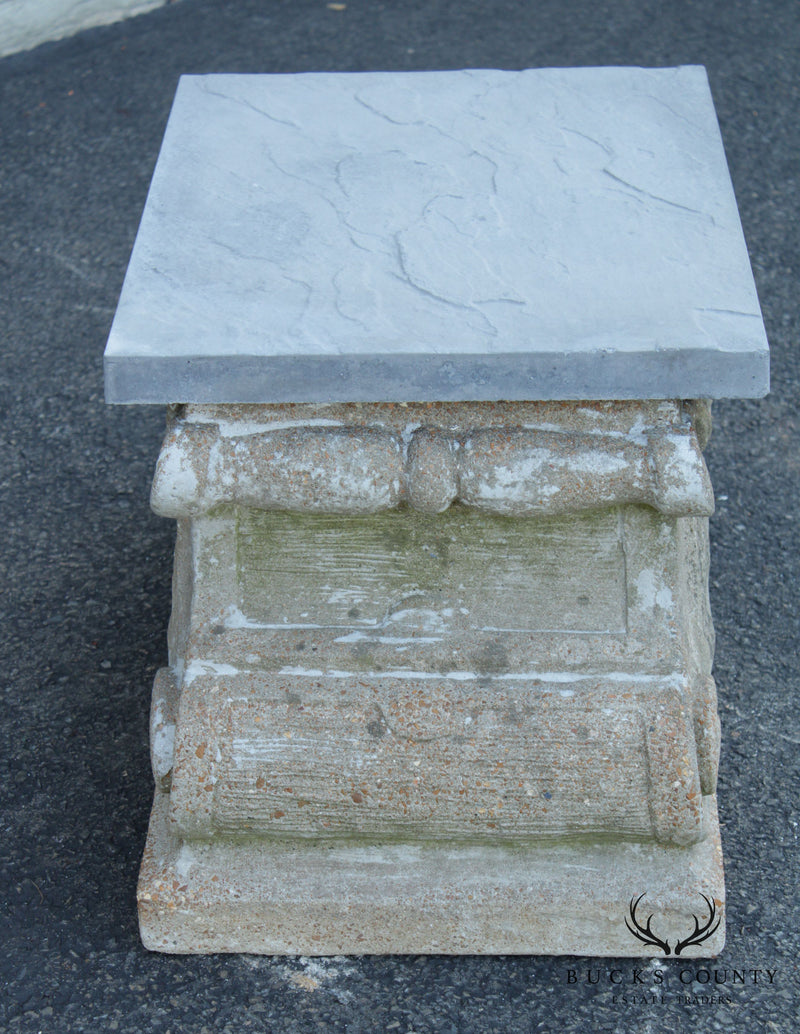 Vintage Cast Stone Garden Pedestal or Bench