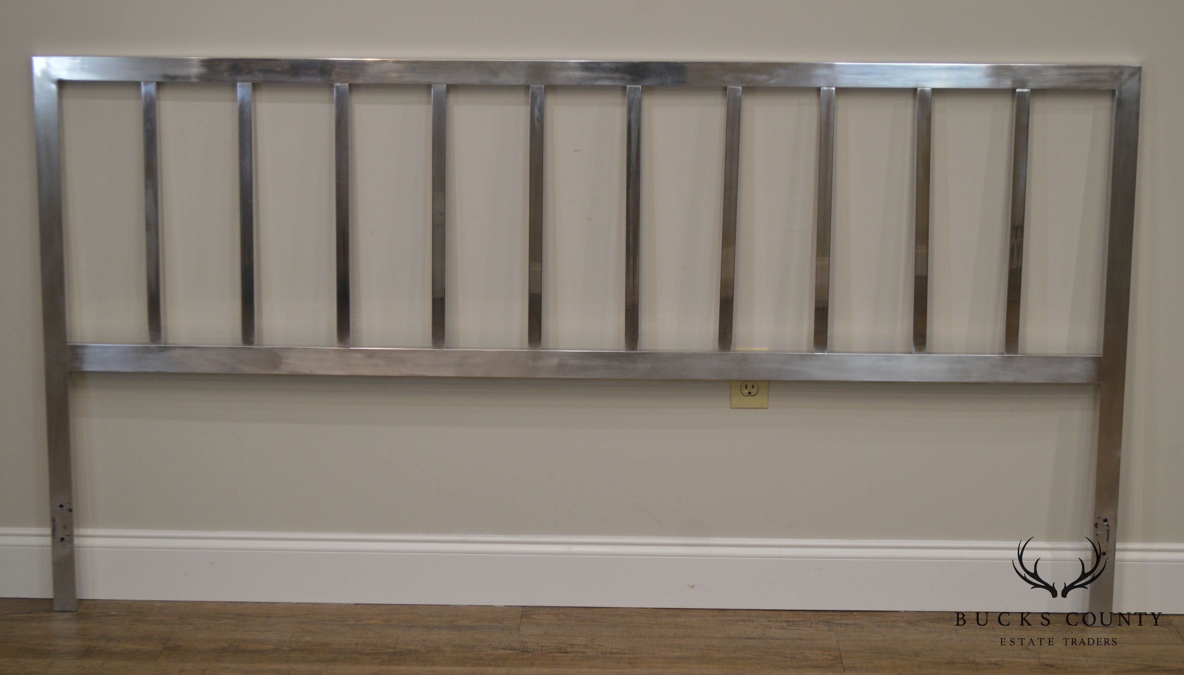 Mid Century Modern Polished Aluminum King Headboard