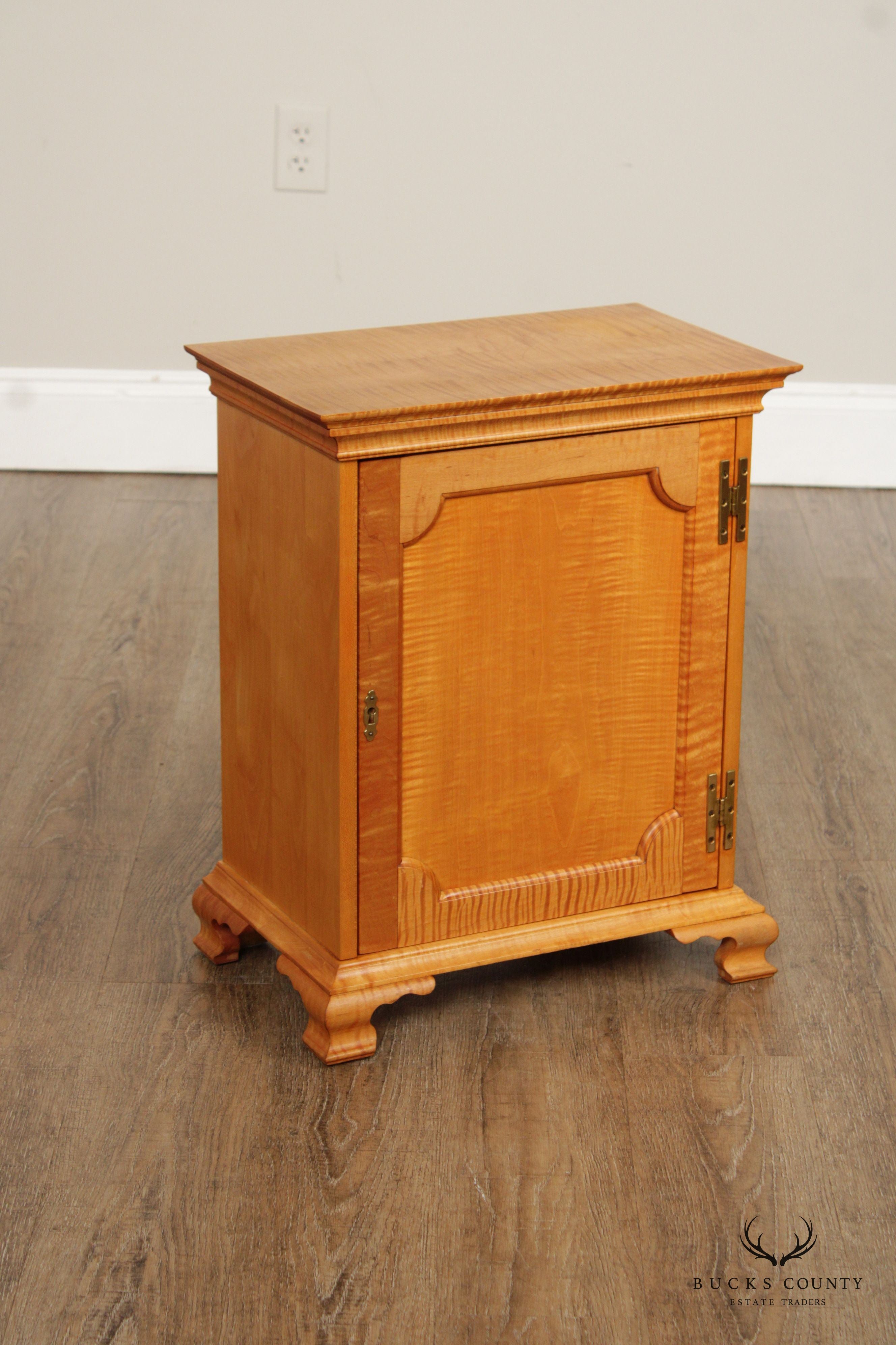 Chippendale Style Custom Tiger Maple Cabinet