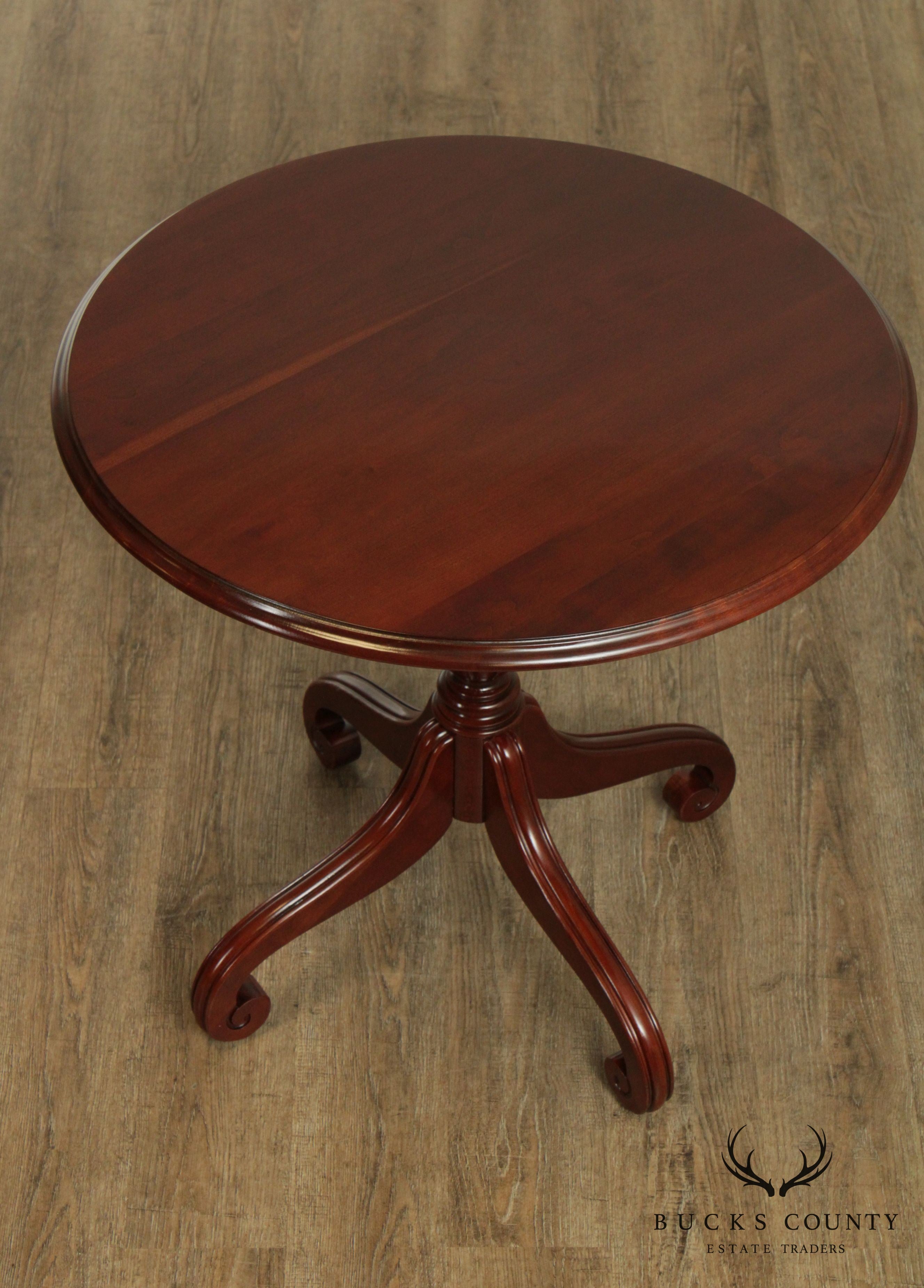 Ethan Allen Georgian Court Round Cherry Pedestal Side Table