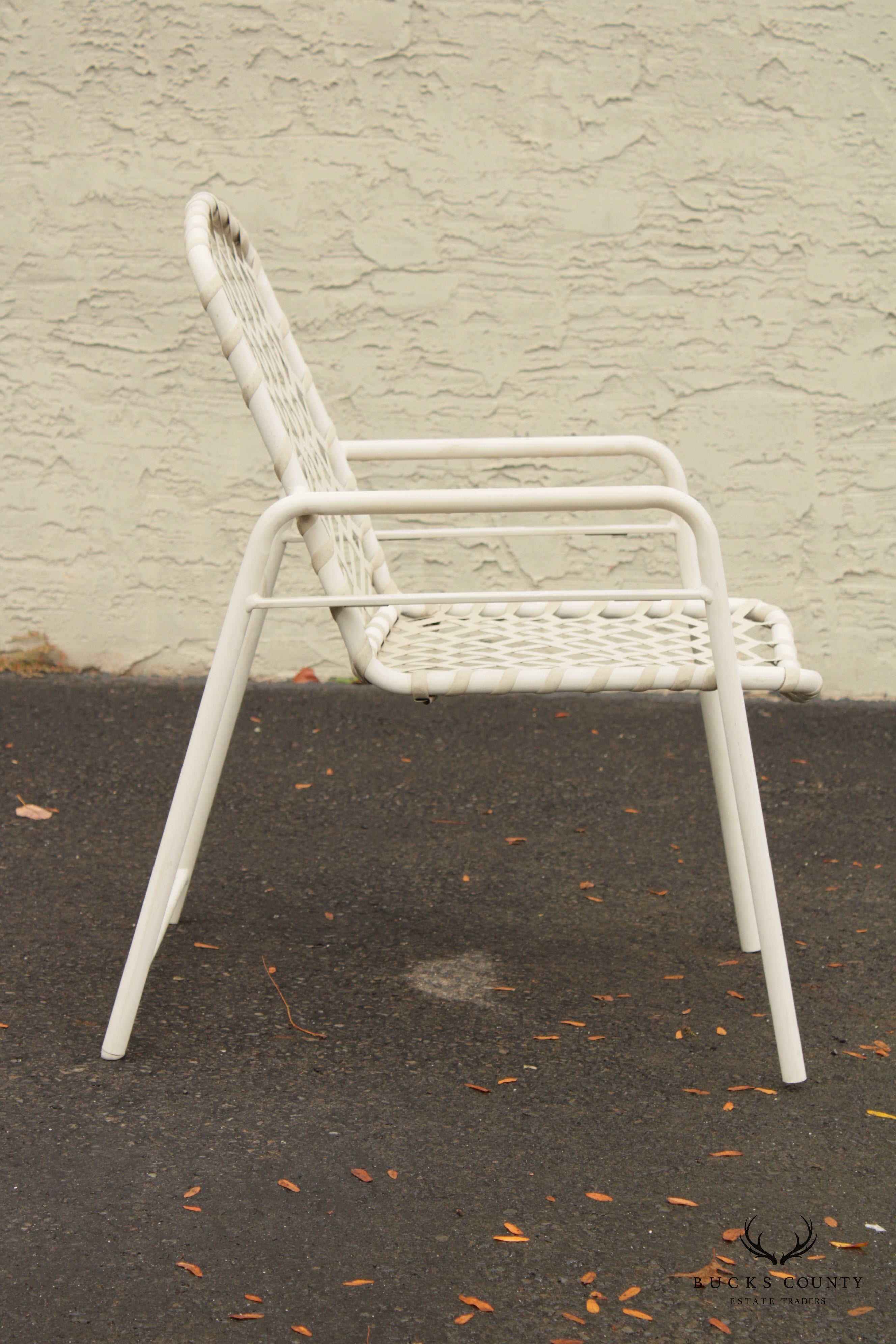 Mid Century Modern Set of Four Aluminum and Vinyl Outdoor Patio Armchairs