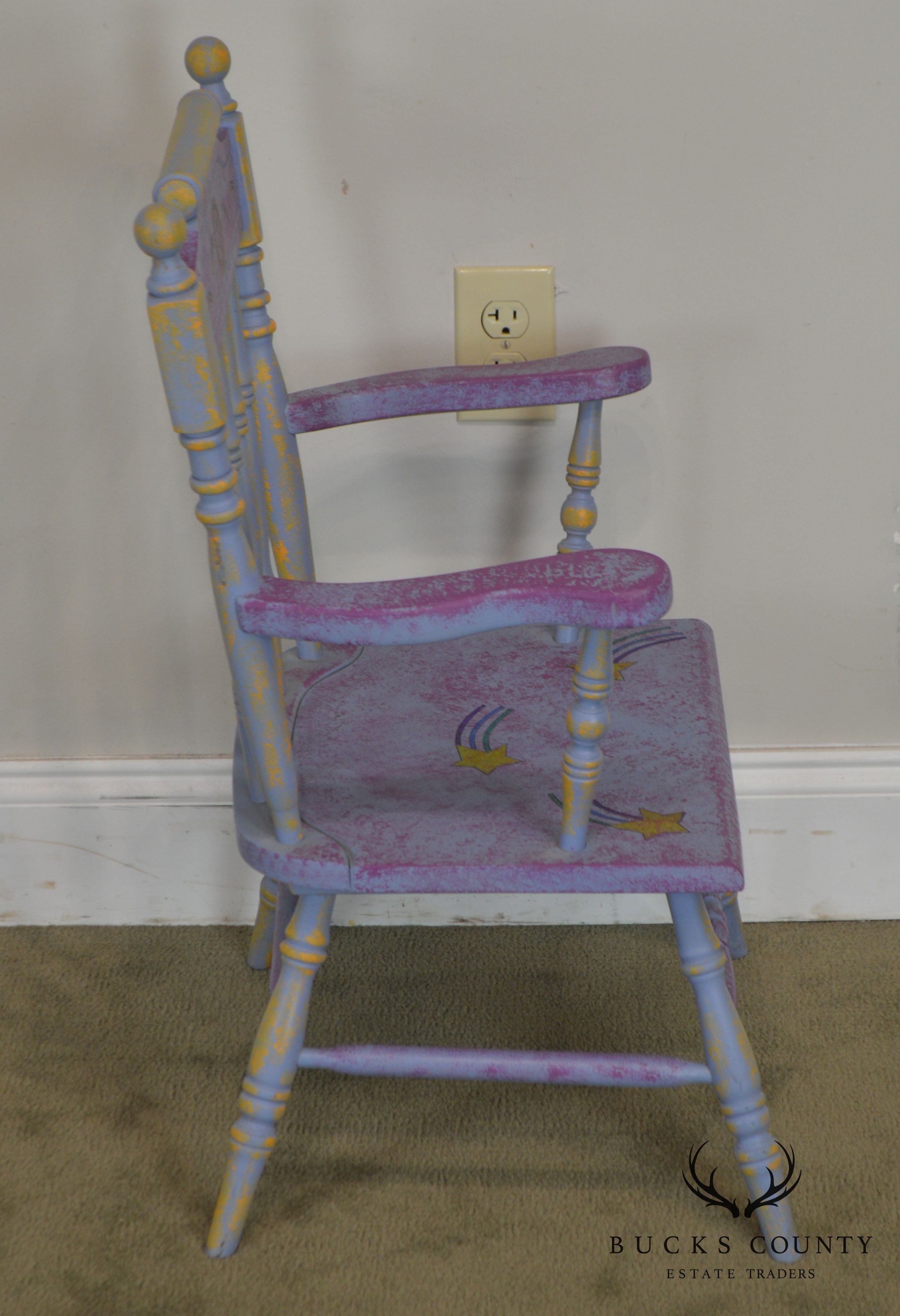 Custom Quality Hand Painted Childs Armchair with Sun & Stars