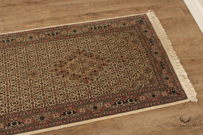 Persian Tabriz Mahi 2'8 Inch x 13'4 Inch Silk Wool Runner Rug
