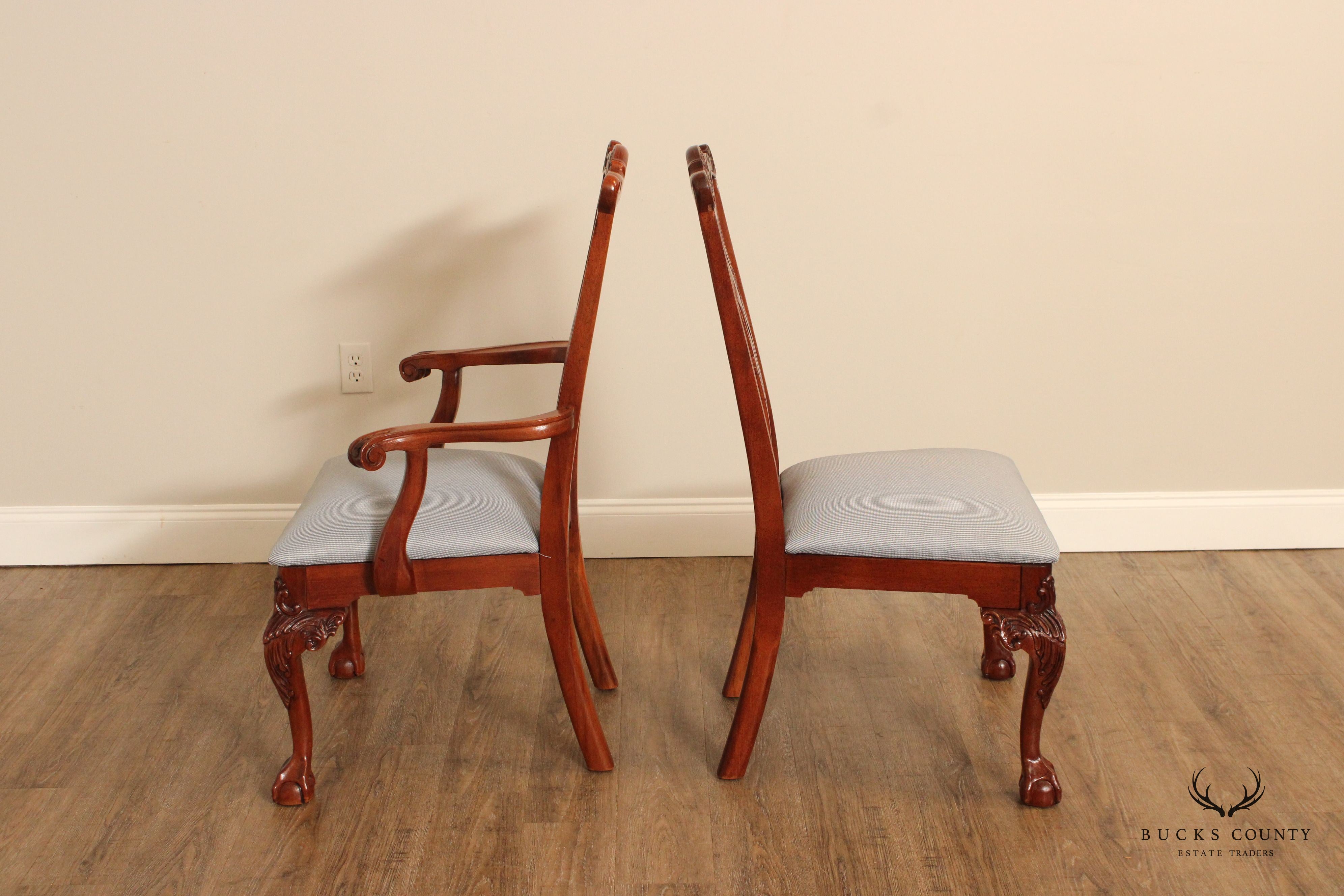 Stanley Chippendale Style Set of Eight Mahogany Ball and Claw Dining Chairs