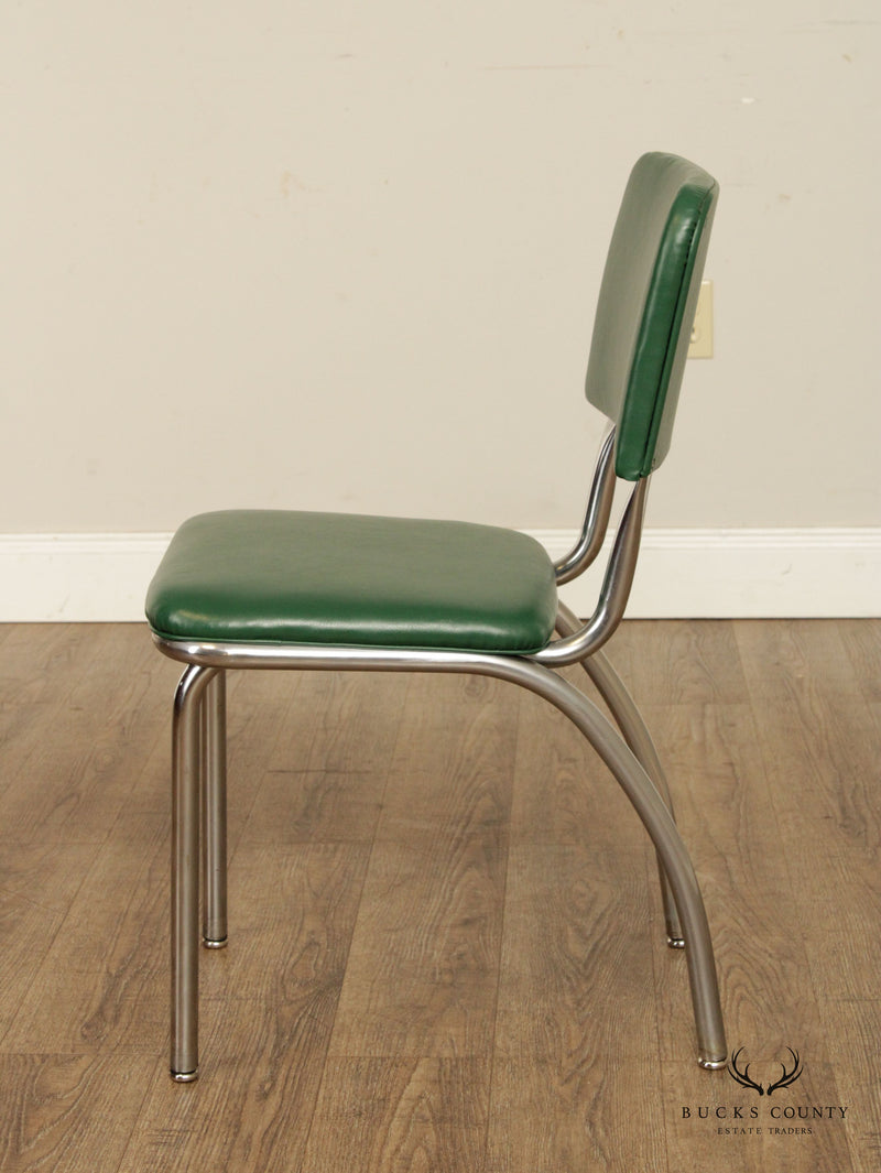 Royal Metal 1950s Vintage Chrome and Green Vinyl Side Chair