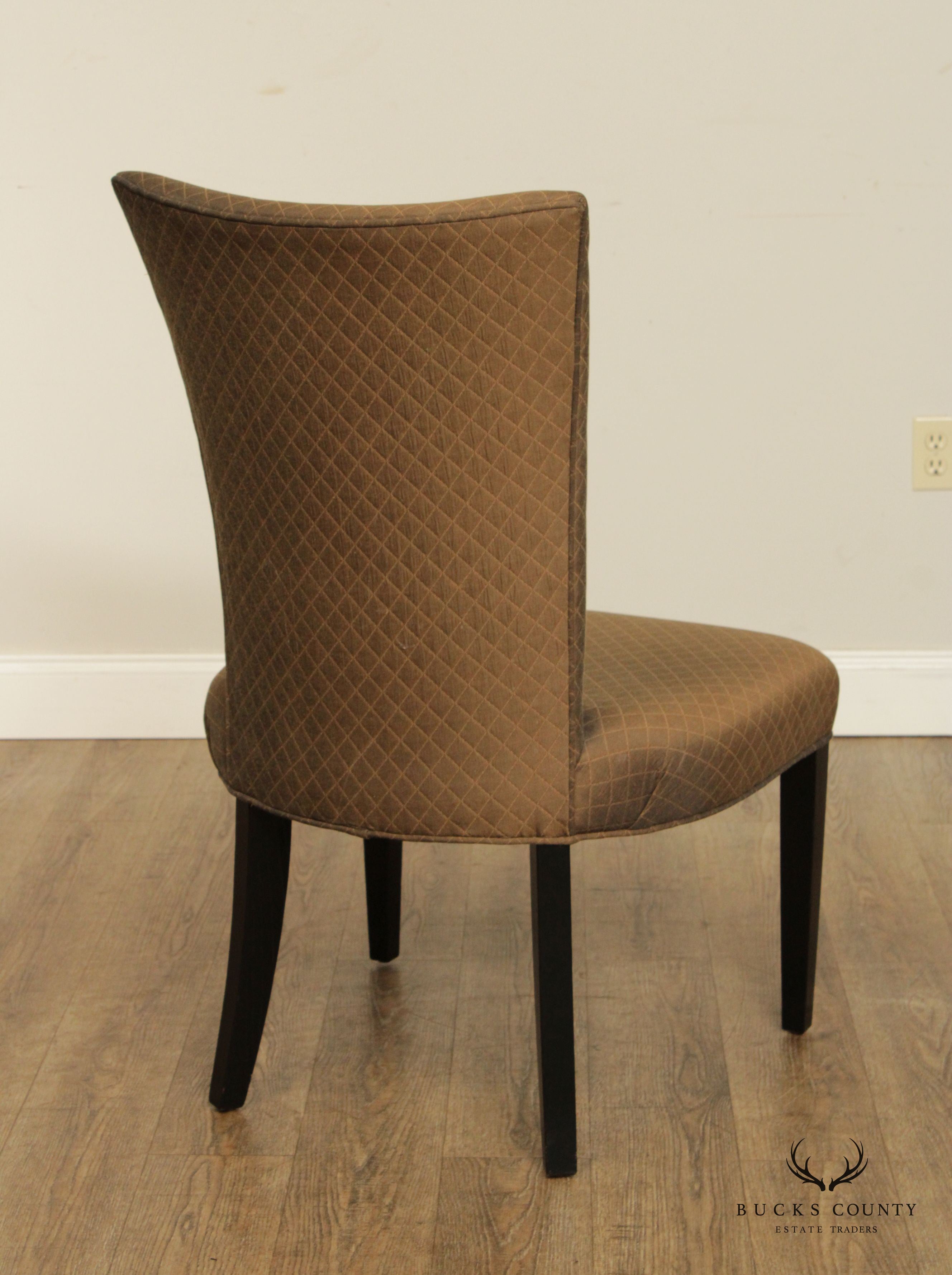 Contemporary Set of Eight Custom Upholstered Dining Chairs