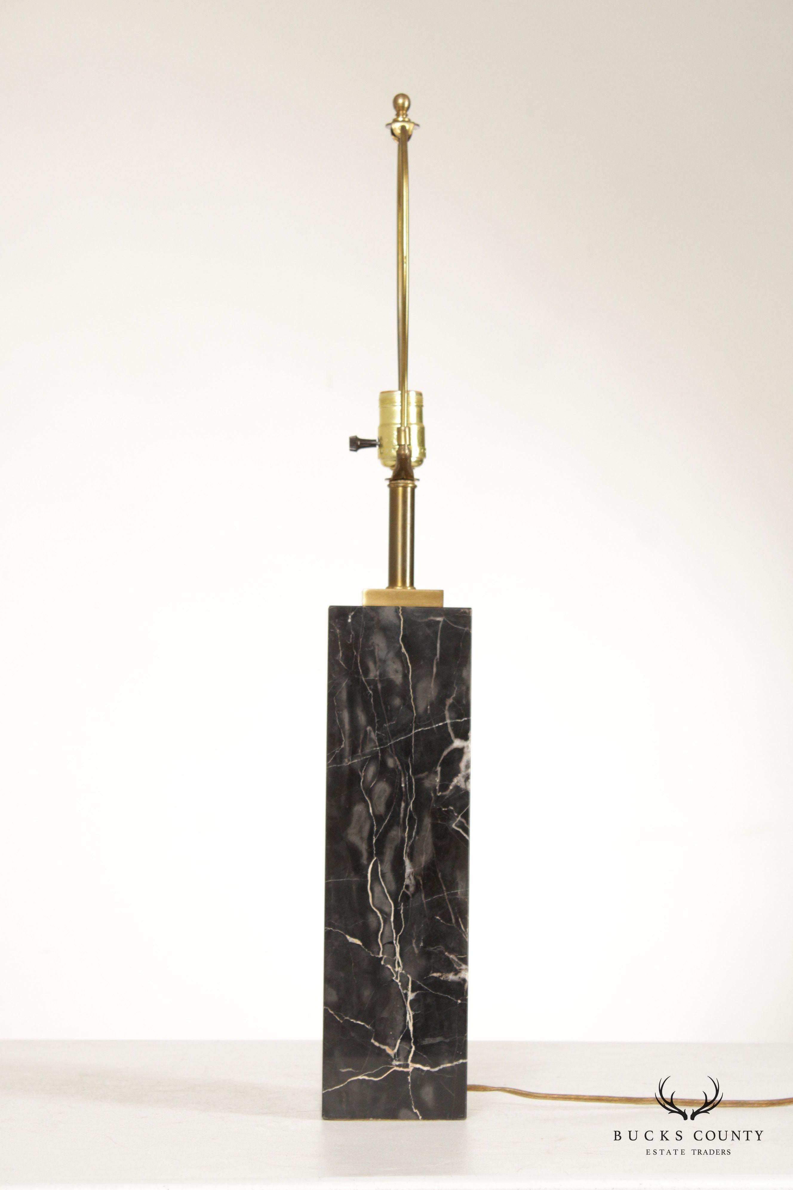 Robsjohn Gibbings Mid Century Modern Black Marble Table Lamp