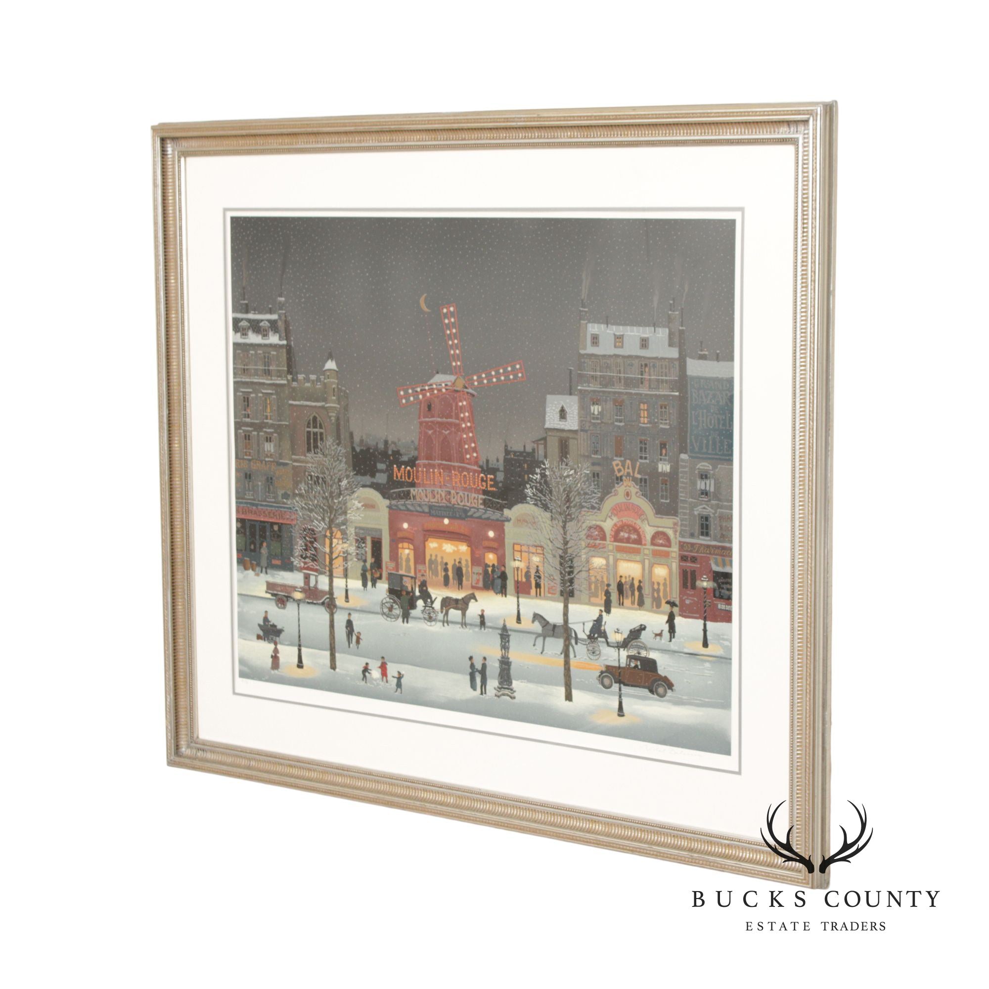 Michel Delacroix Original Epreuve D’artiste (Artist Proof)  Large Framed Lithograph 'Moulin Rouge Sous la Neige'