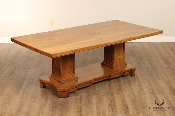 Custom Crafted Large Rustic Walnut Double Pedestal Dining Table