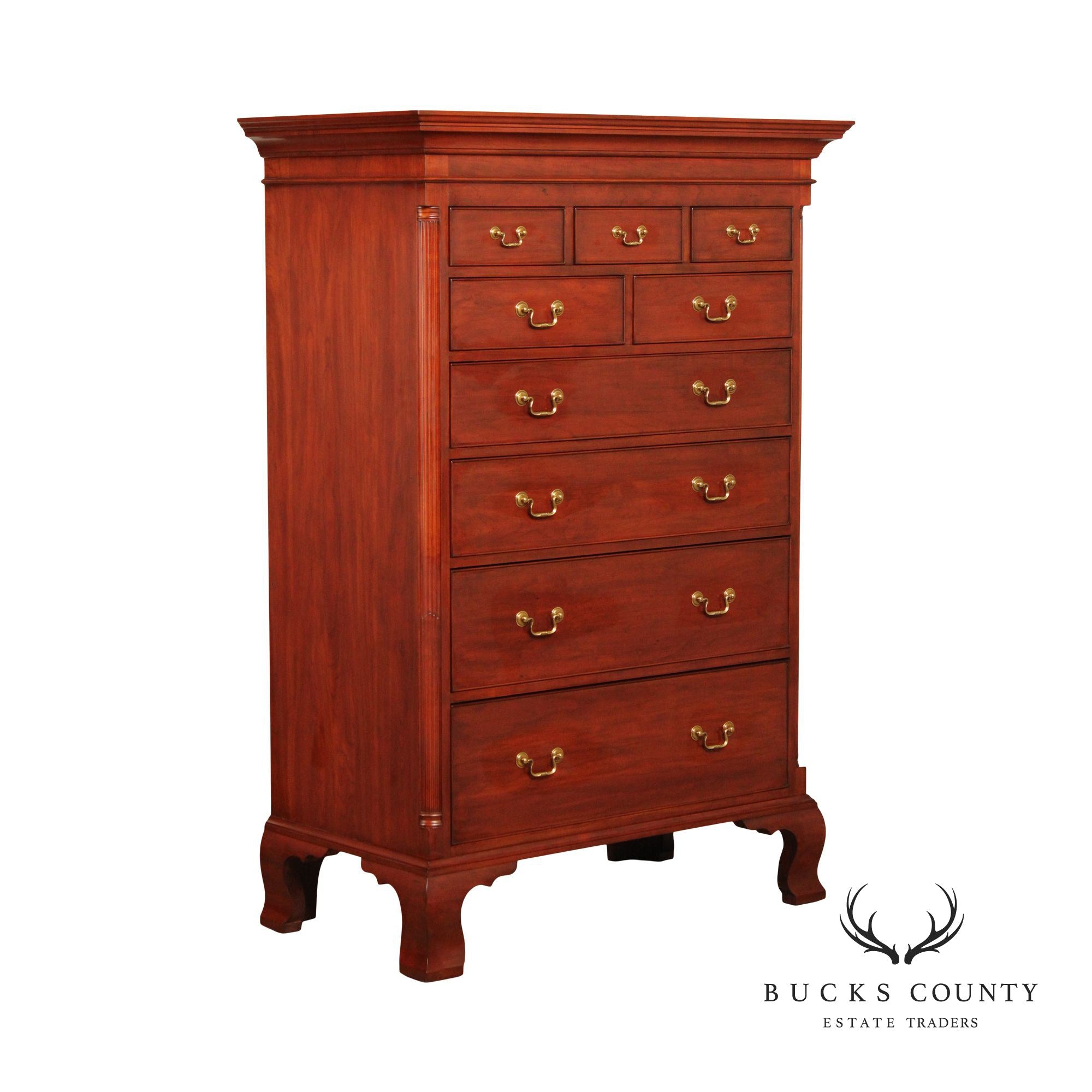 Henkel Harris Chippendale Style Cherry High Chest of Drawers