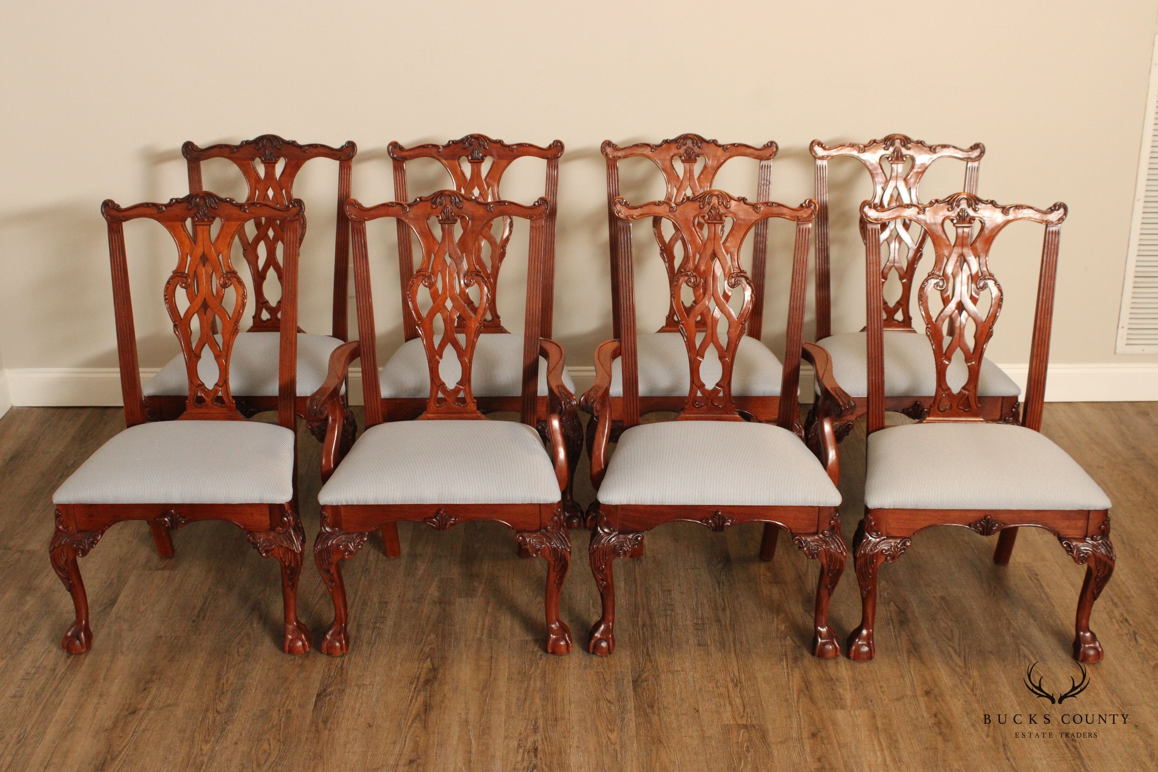 Stanley Chippendale Style Set of Eight Mahogany Ball and Claw Dining Chairs