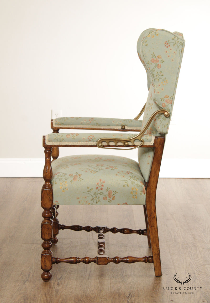 Jacobean Style Reclining Wingback Armchair
