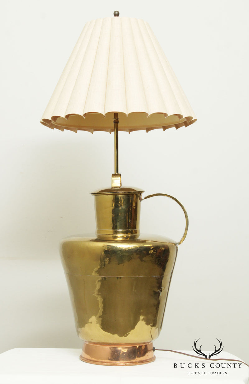 Vintage Hammered Brass Jug Lamp