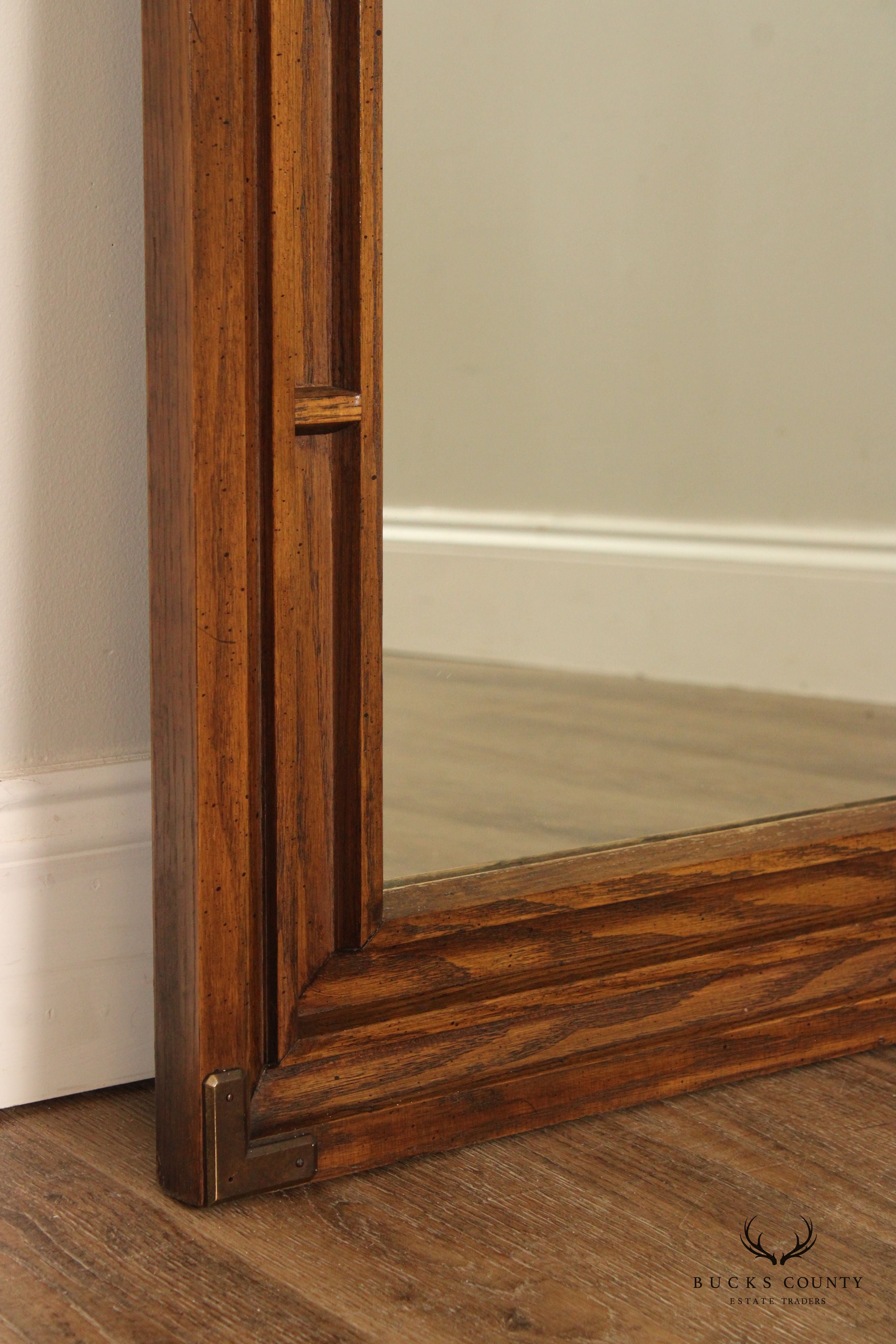 Campaign Style Vintage Oak Frame Wall Mirror