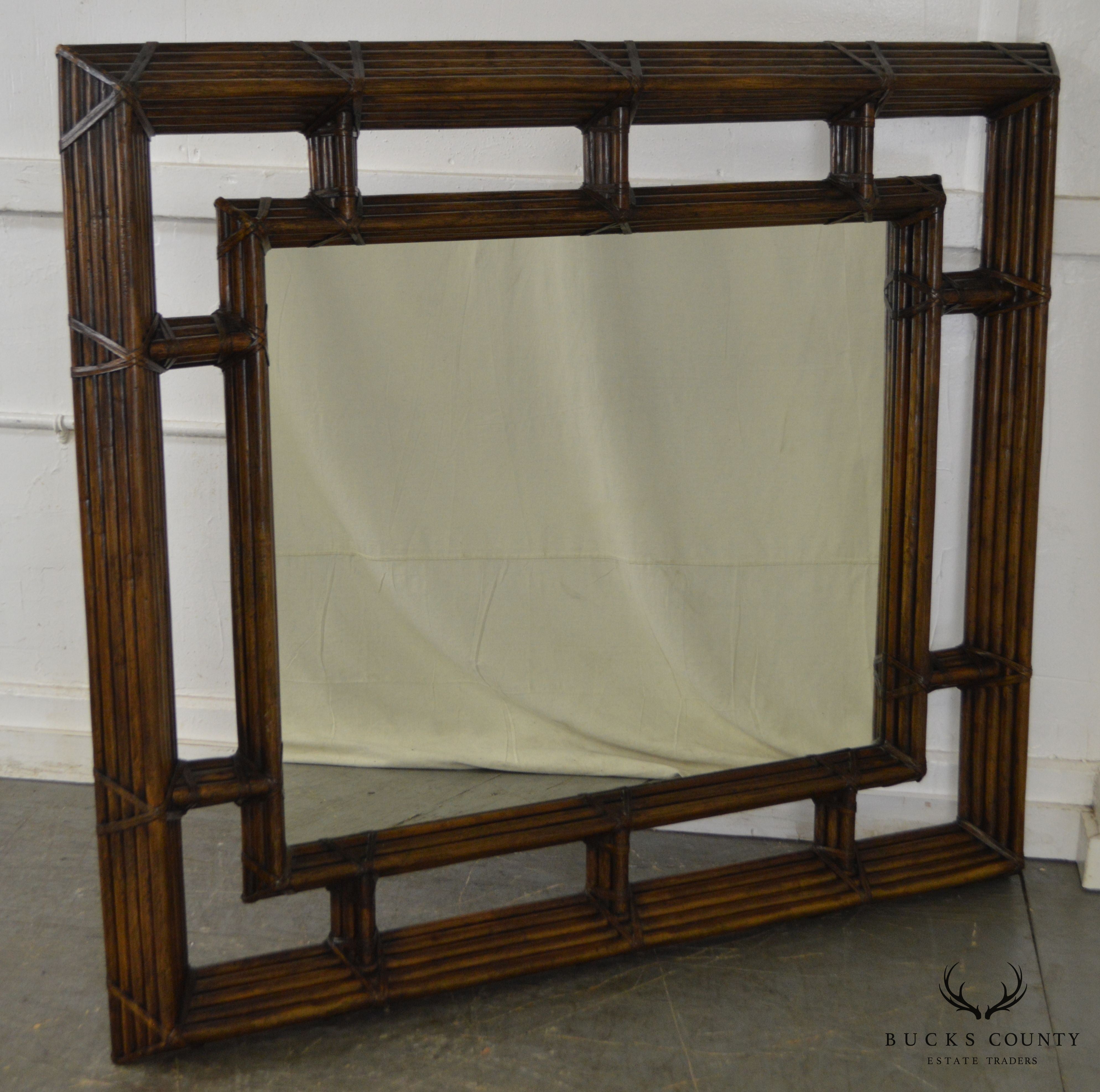 Henredon Mcguire Style Large Bamboo Frame Wall Mirror