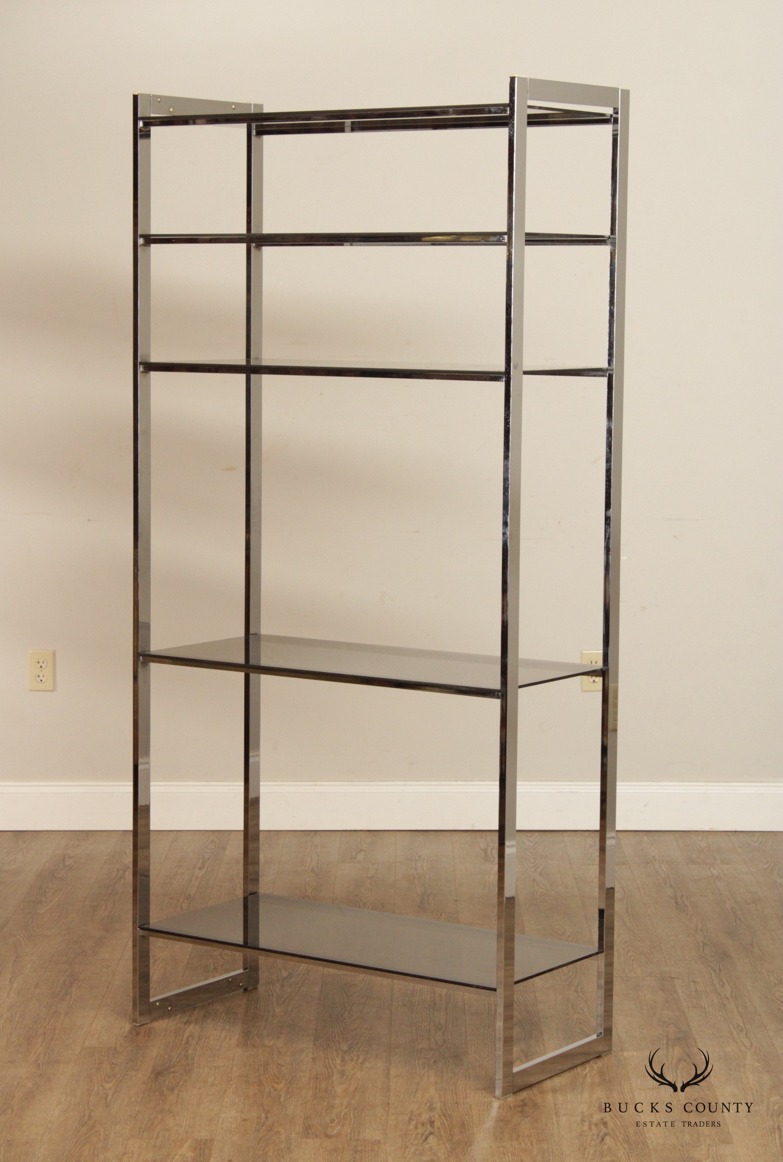 Mid Century Modern Glass and Chrome Etagere Bookshelf