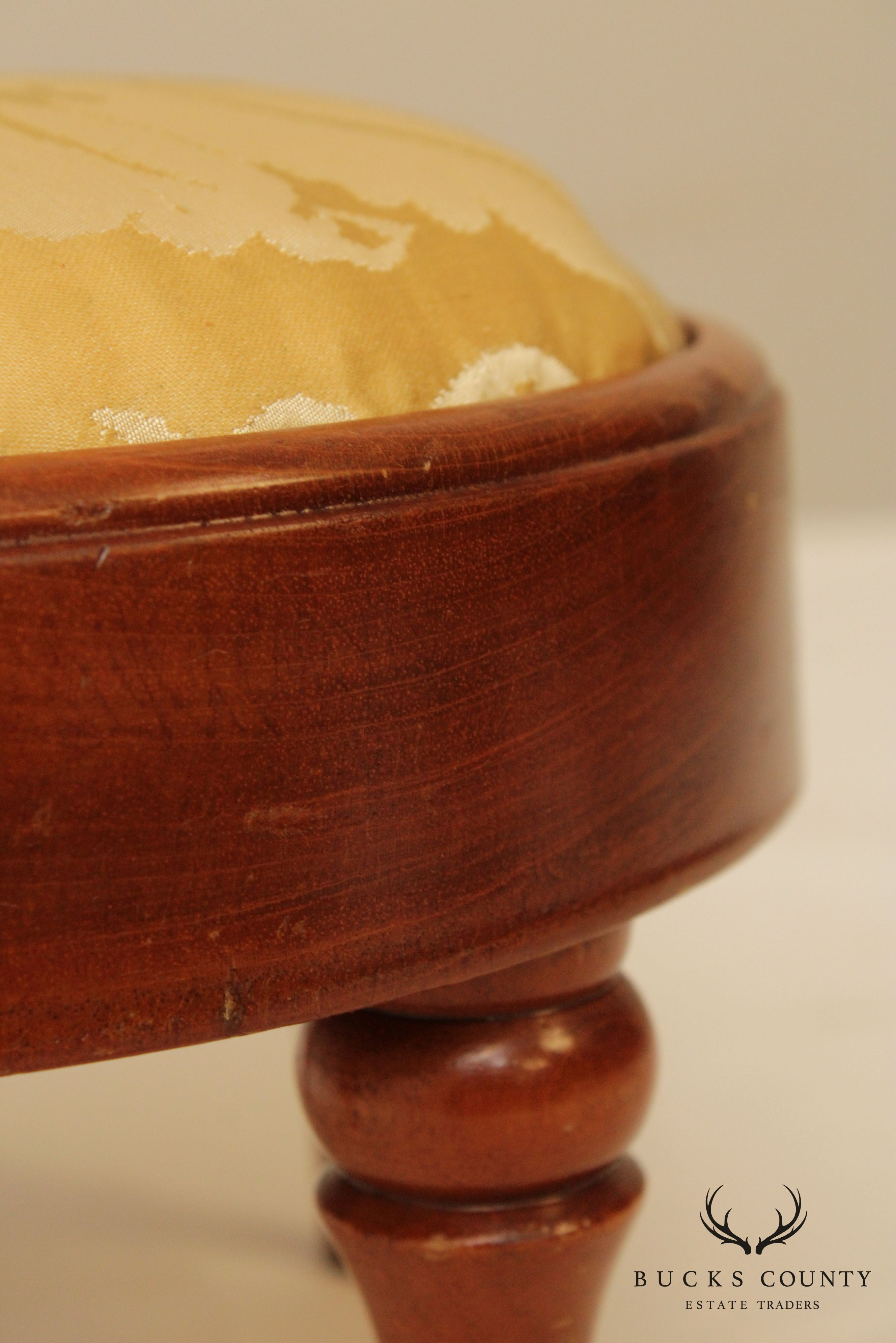 Custom Mahogany Small Round Foot Stool