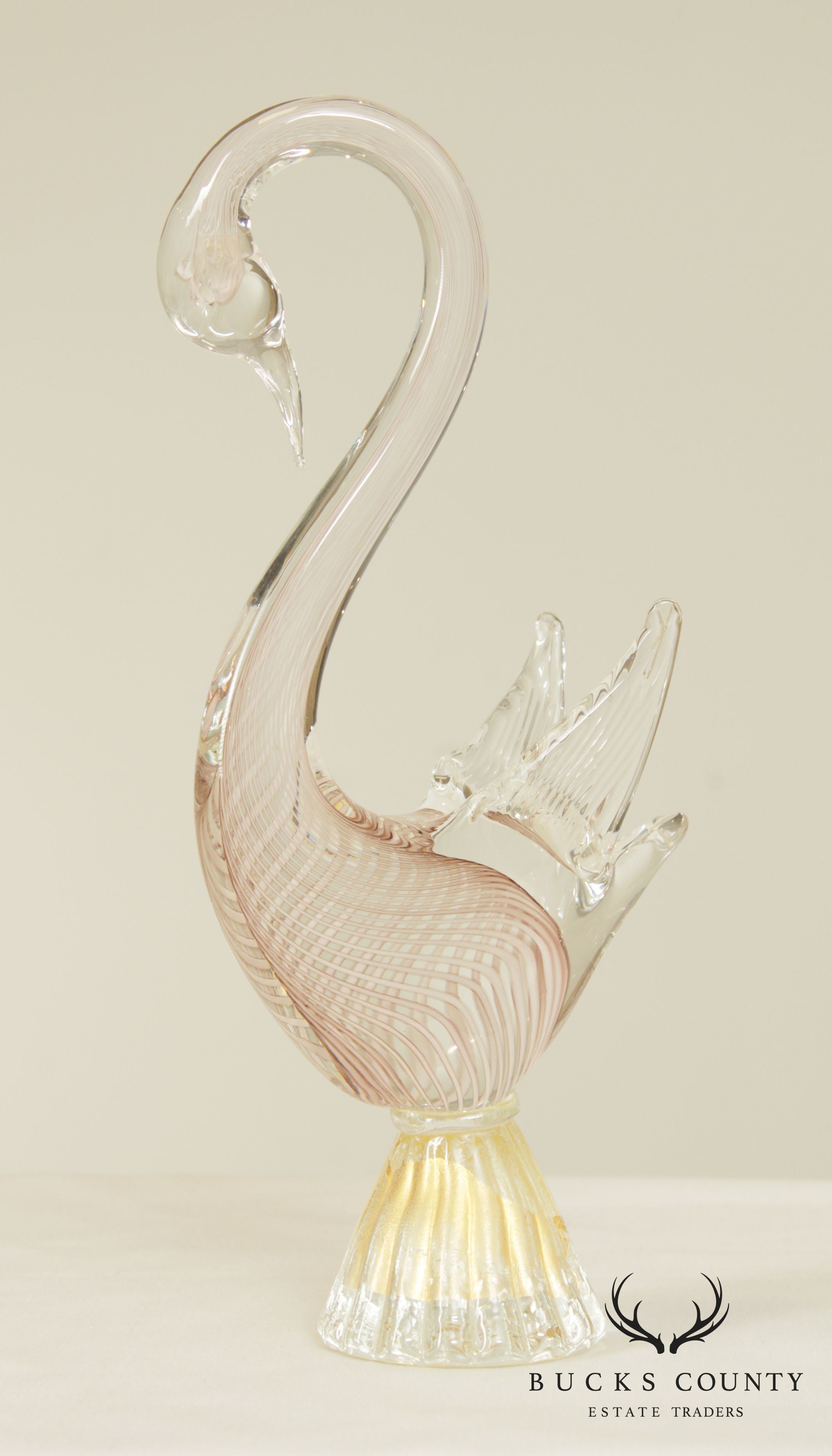 Murano Glass Hand Blown Swan Tall Figurine