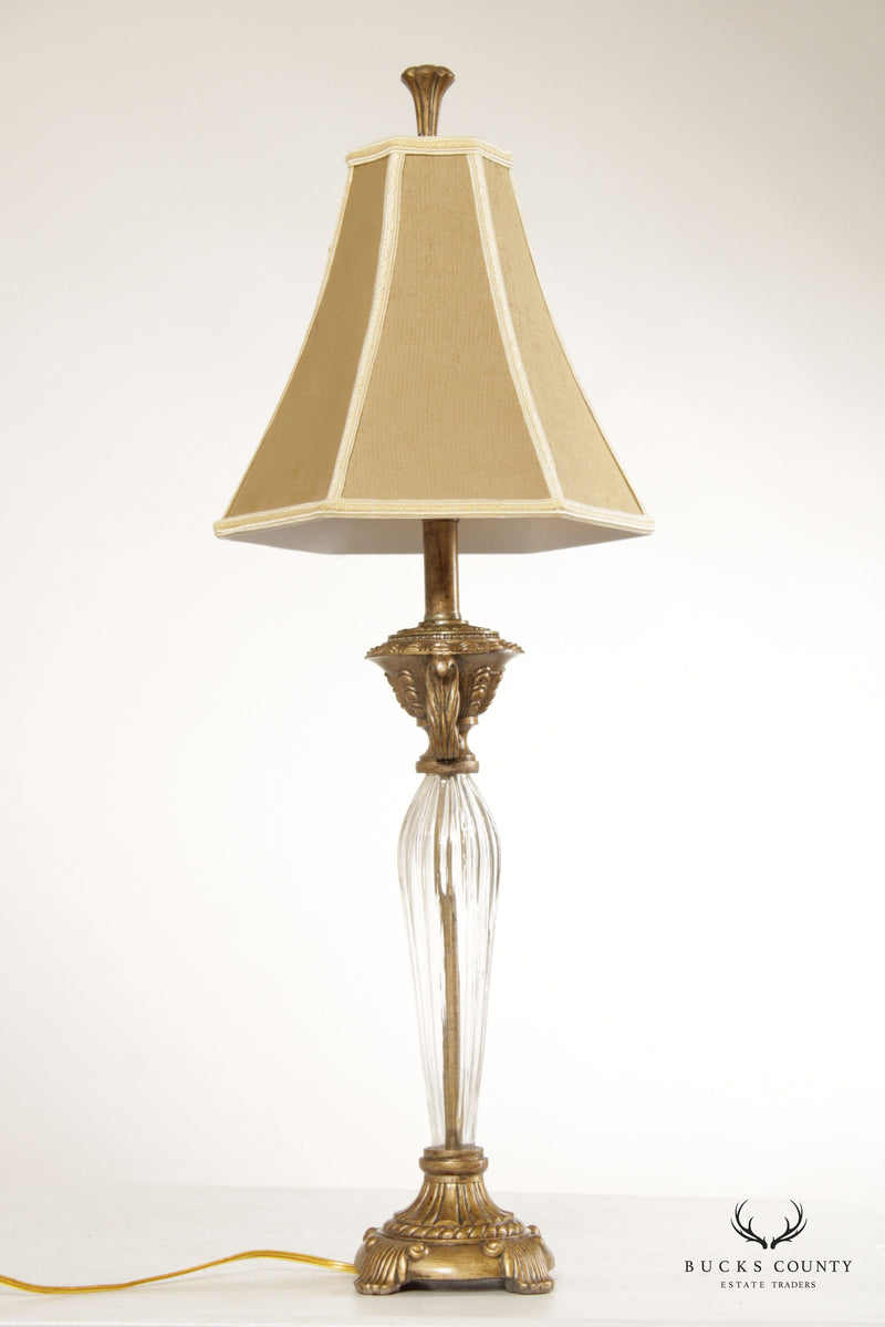 Italian Style Pair of Glass and Partial Gilt Table Lamps