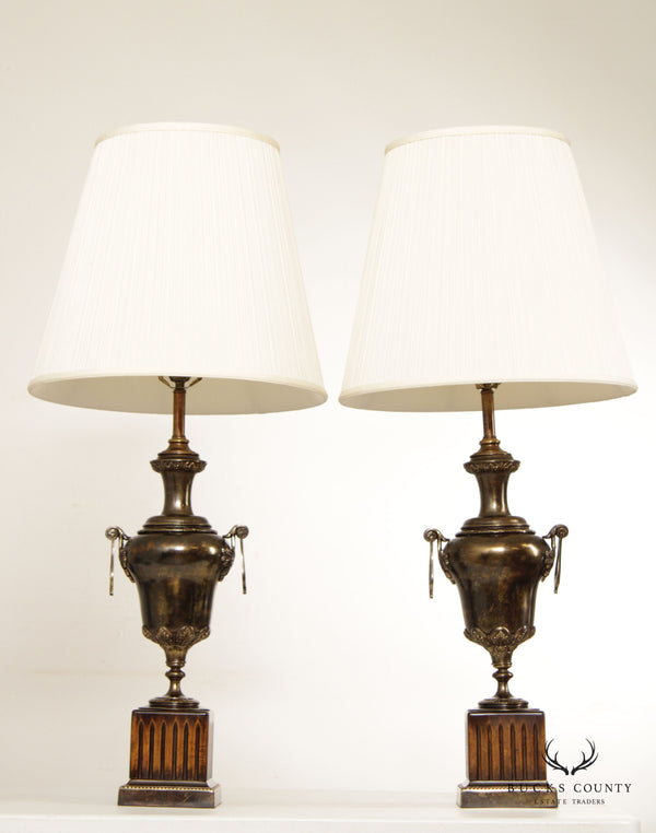 Frederick Cooper Vintage Pair Bronzed Urn Table Lamps