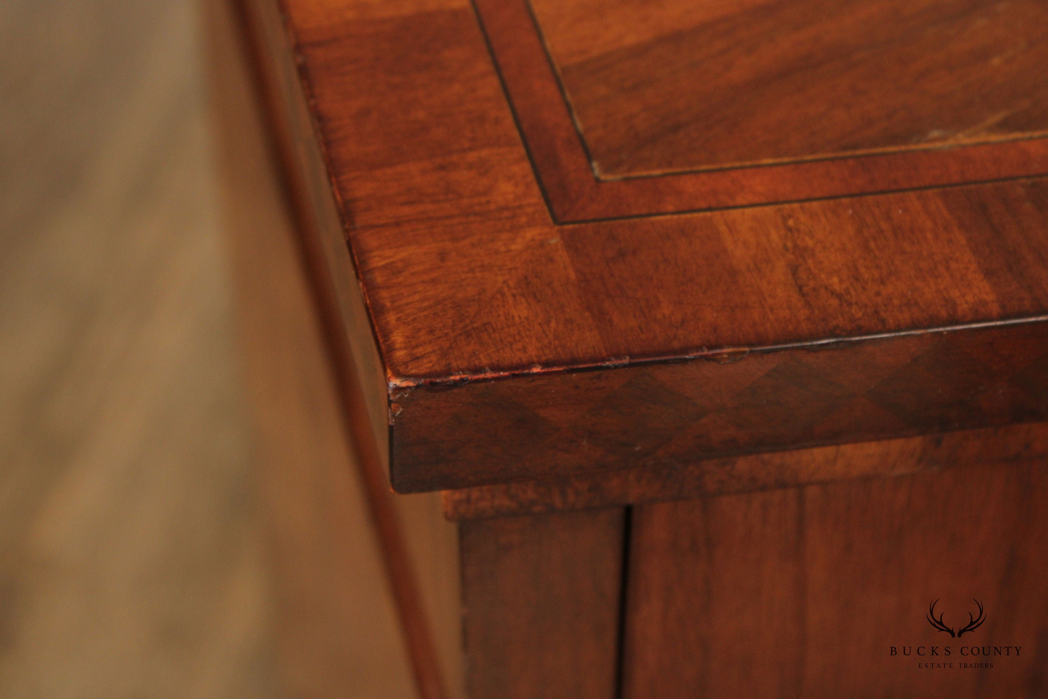 Italian Regency Style Sunburst Inlaid Bowfront Chest of Drawers