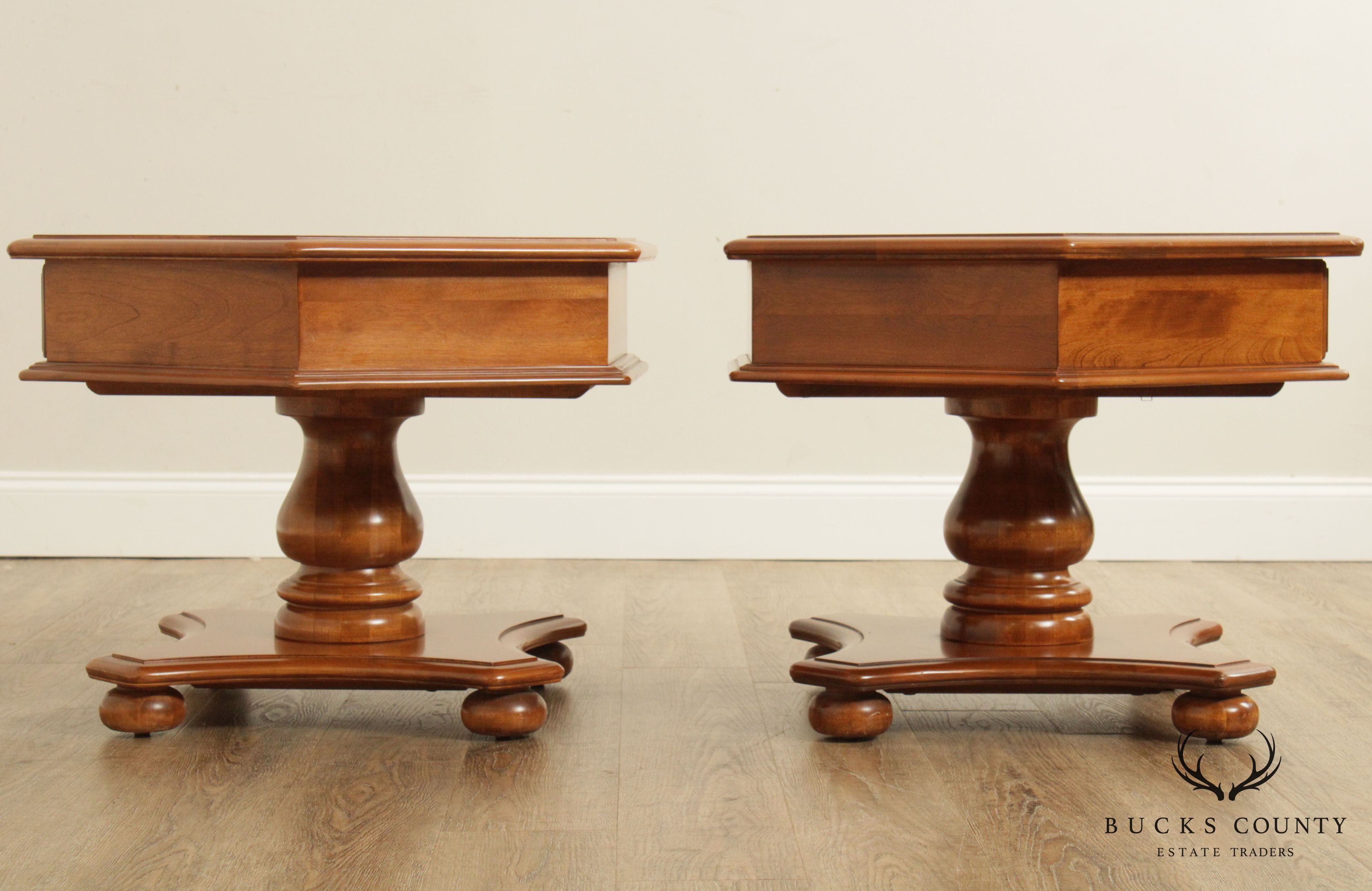 Ethan Allen Heirloom Vintage Maple Pair of Hexagonal End Tables