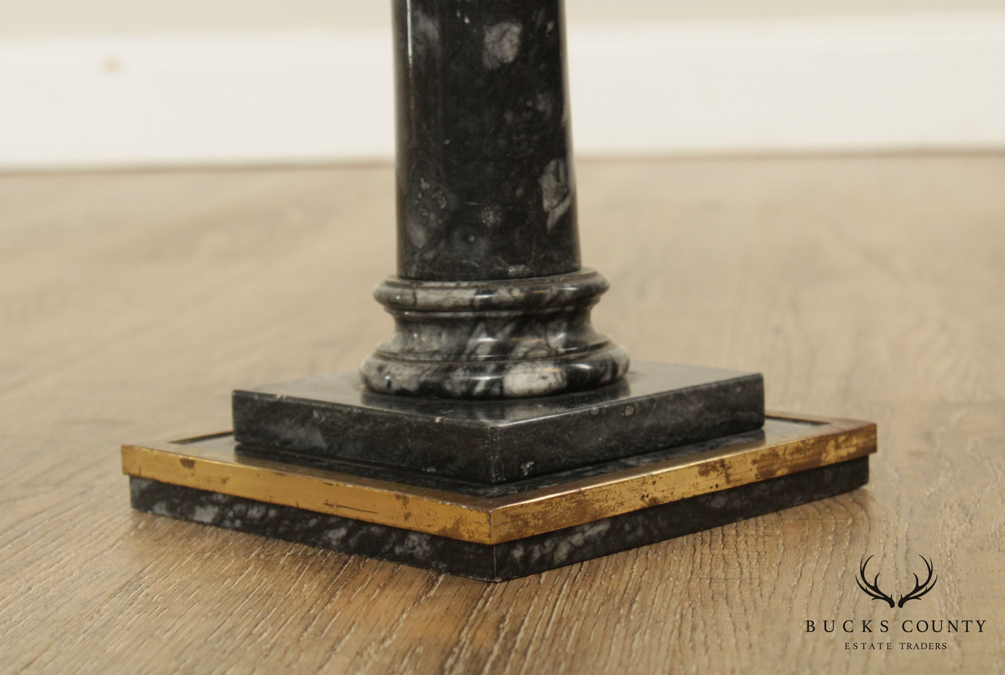 Italian Vintage Black Marble and Brass Pedestal Table