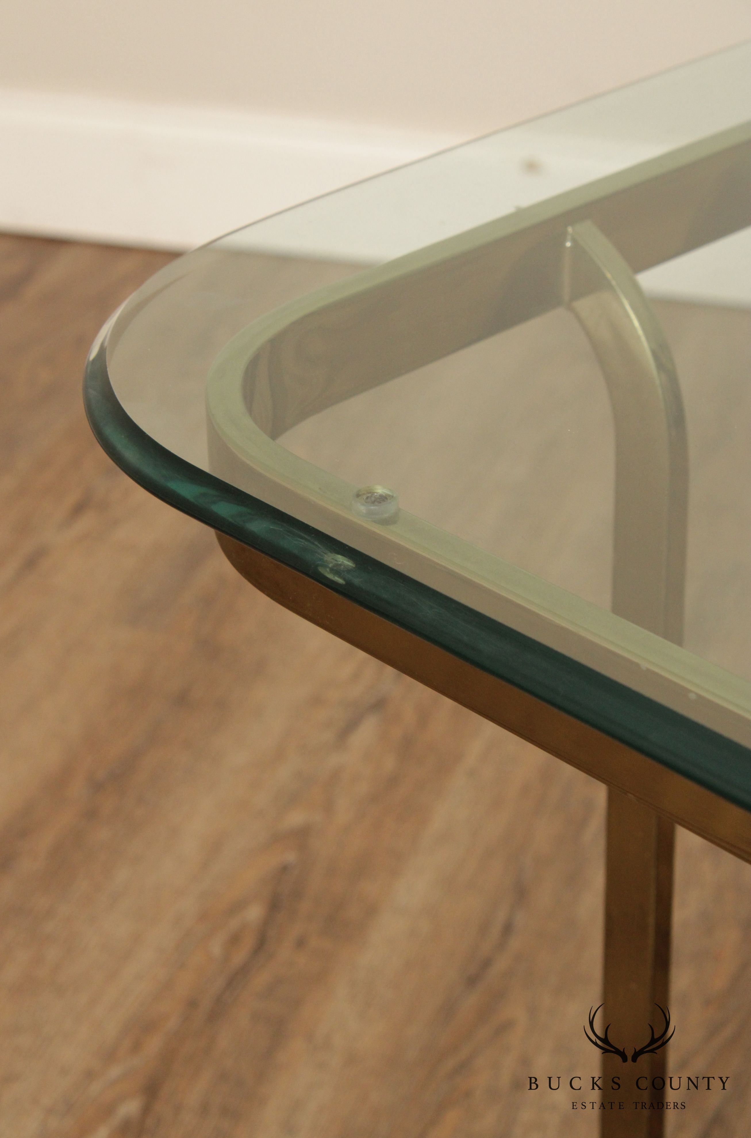 Postmodern Brass & Glass Console Table