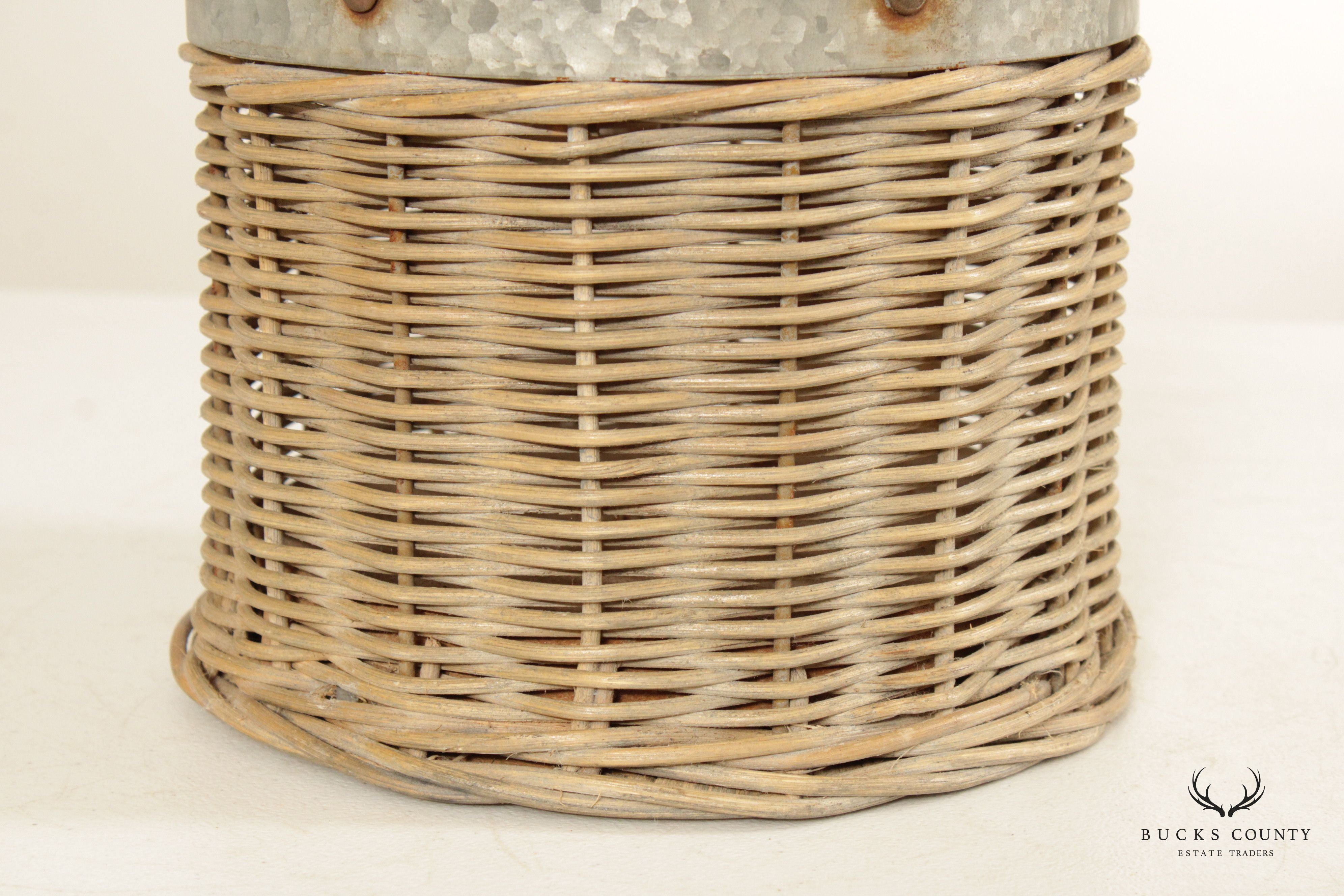 Pottery Barn Wicker and Metal Table Lamp