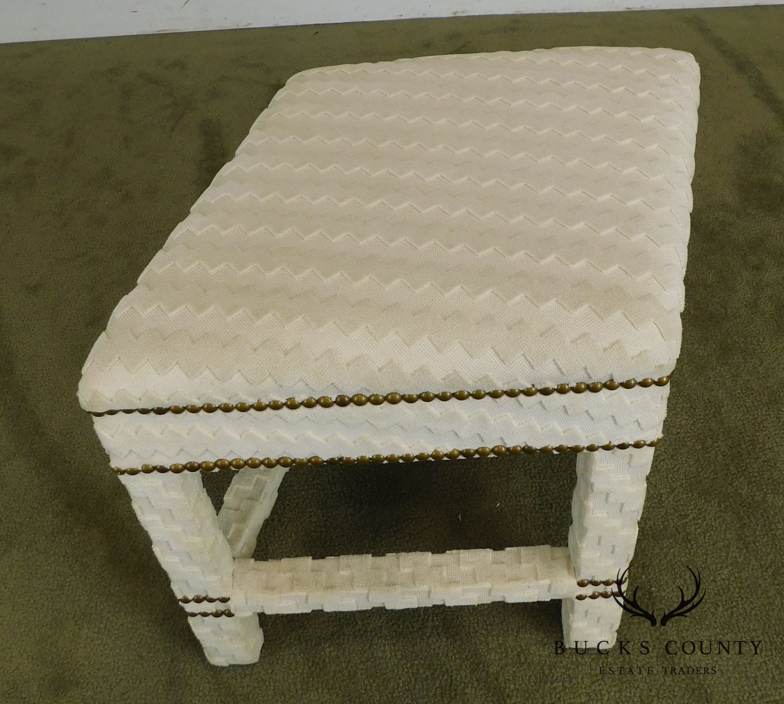 Mid Century Modern Custom Upholstered Diamond Shaped Stool or Ottoman