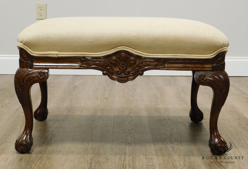 Sherrill Georgian Style Carved Claw Foot Ottoman