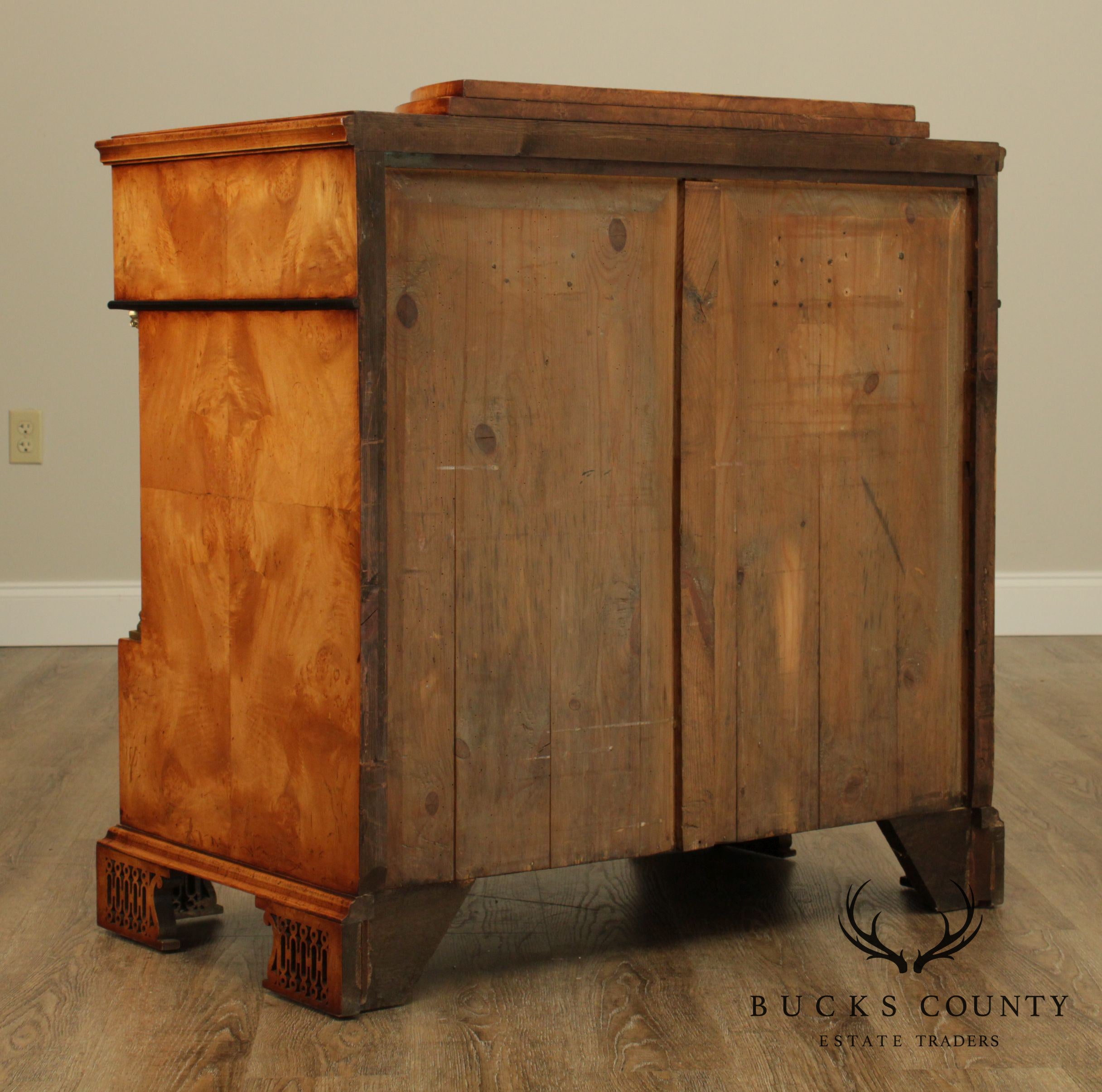 Antique 19th Century Biedermeier Burl Wood Inlaid Chest of Drawers