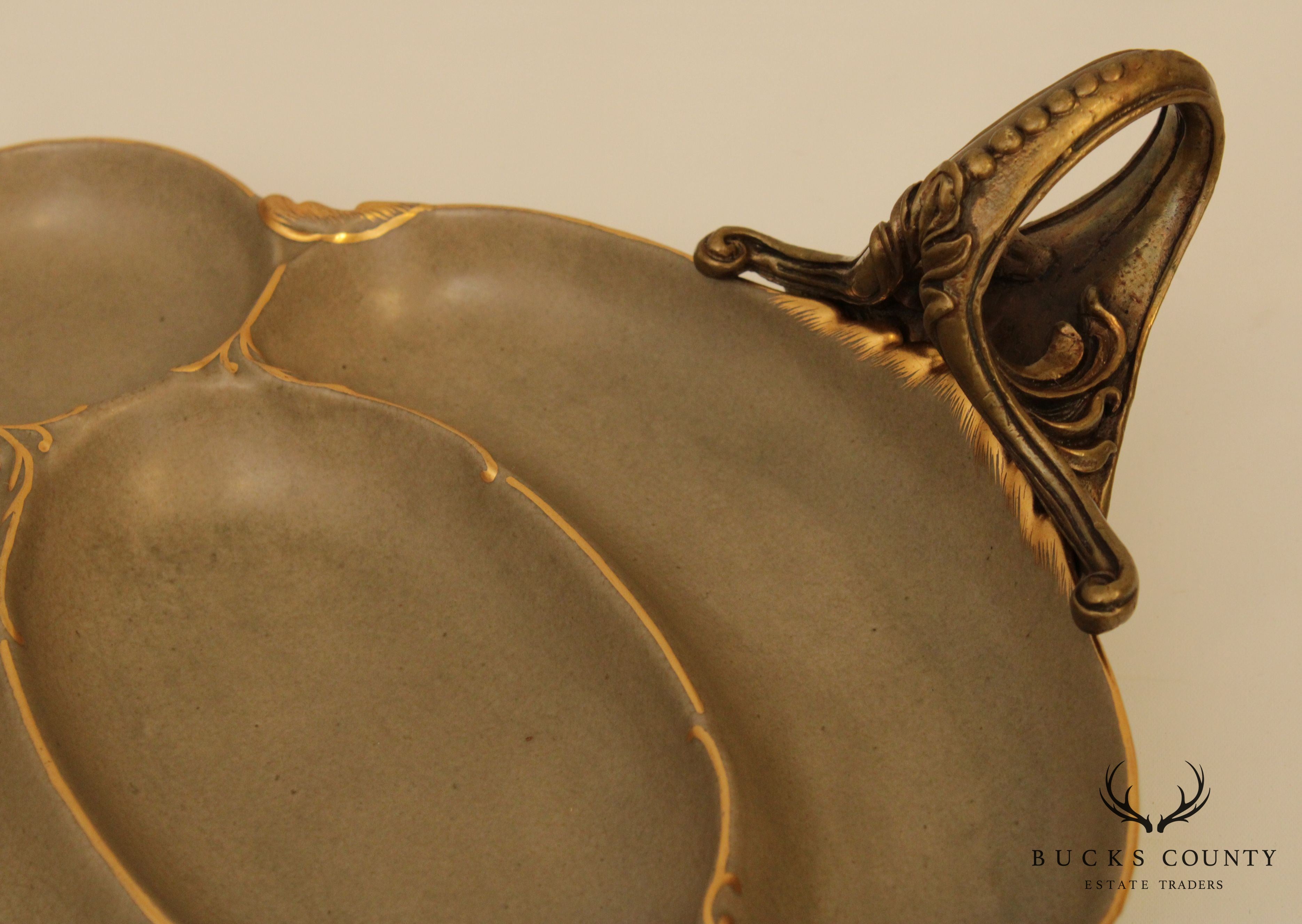 Castalian Porcelain Brass Claw Foot Serving Dish