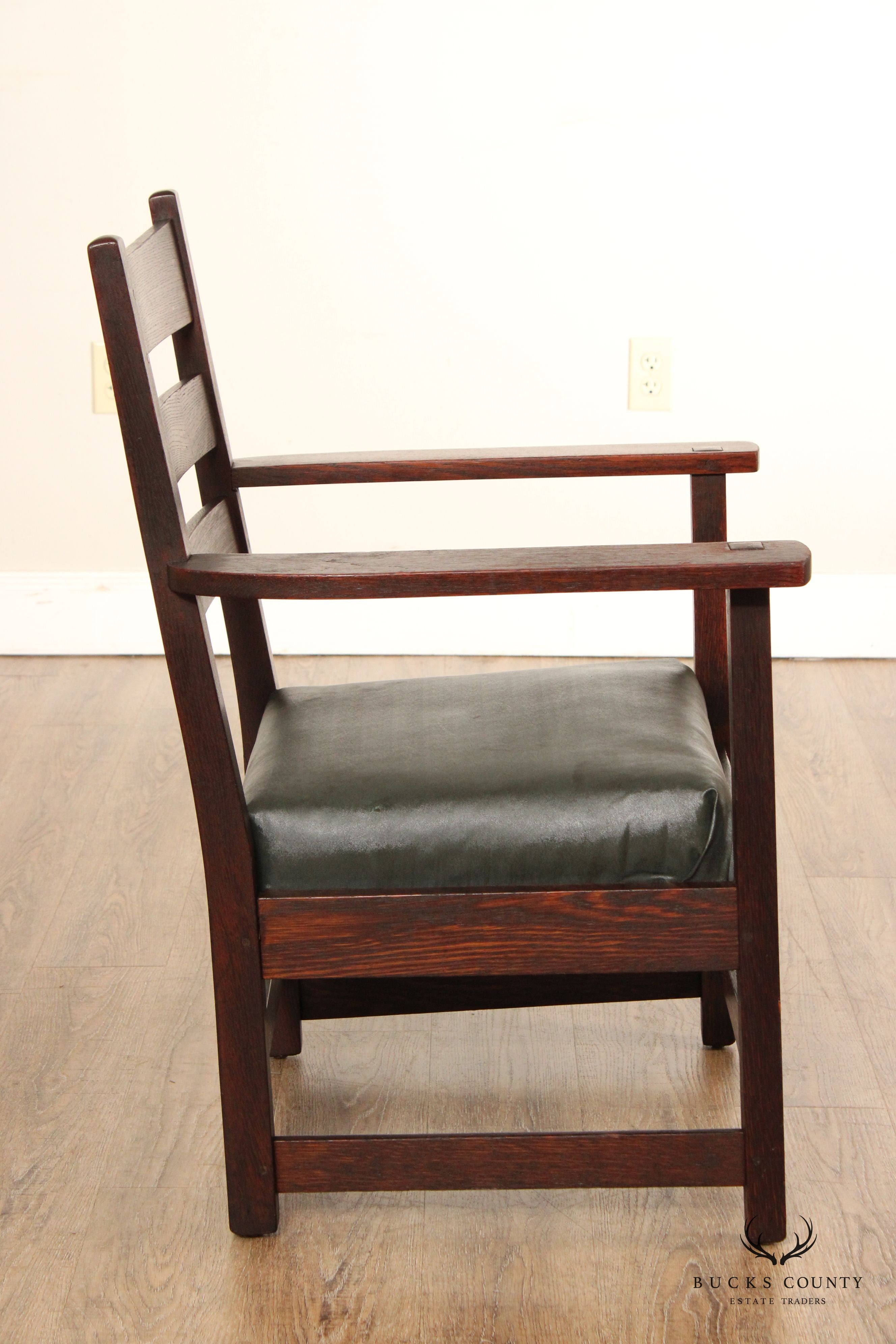 Stickley Brother Quaint Antique Mission Oak Armchair