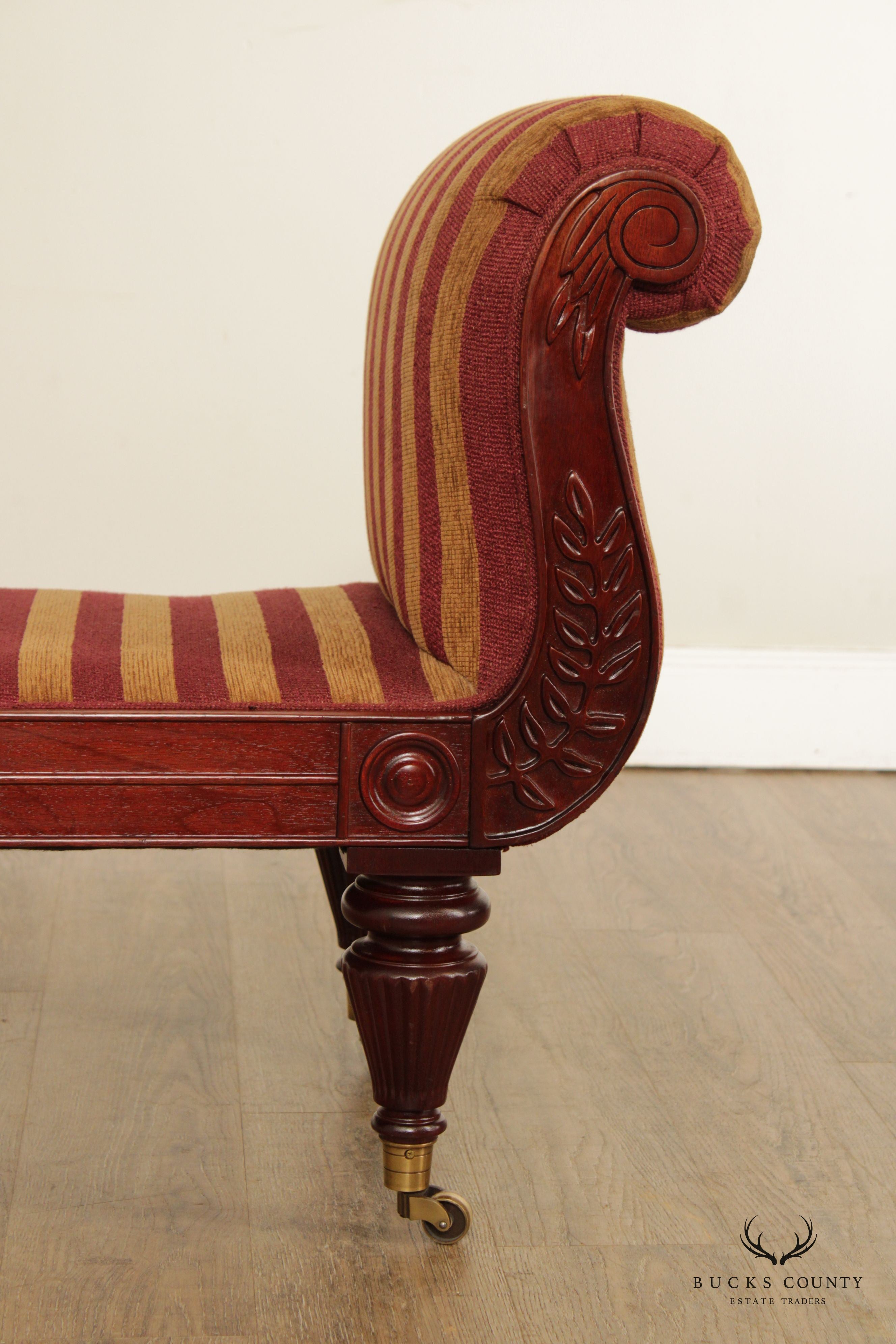 William IV Style Carved Mahogany Window Bench