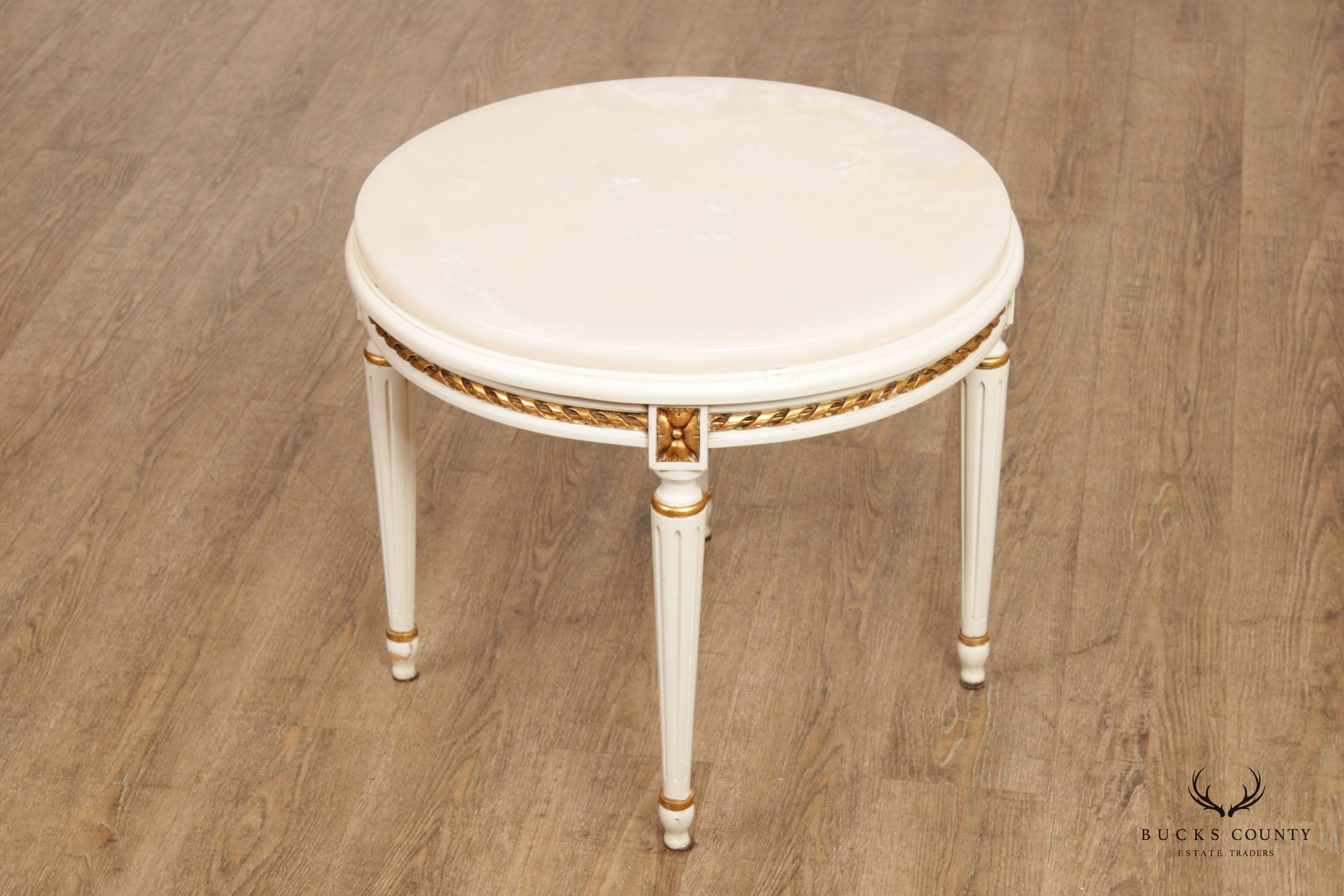 Italian Louis XVI Style Onyx Top Side Table