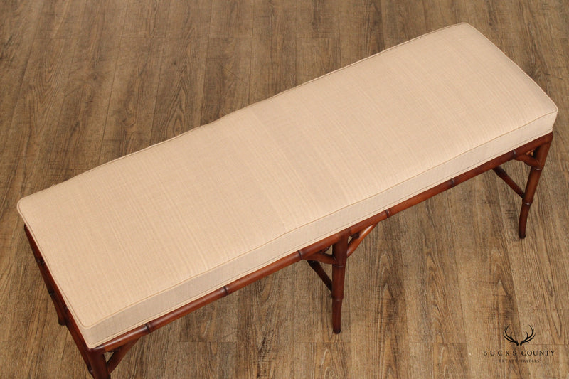 Faux Bamboo Upholstered Seat Window Bench