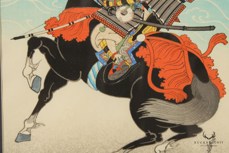 Japanese Woodblock Print 'Warrior Kajiwara Kagesue' after Sadanobu Hasegawa