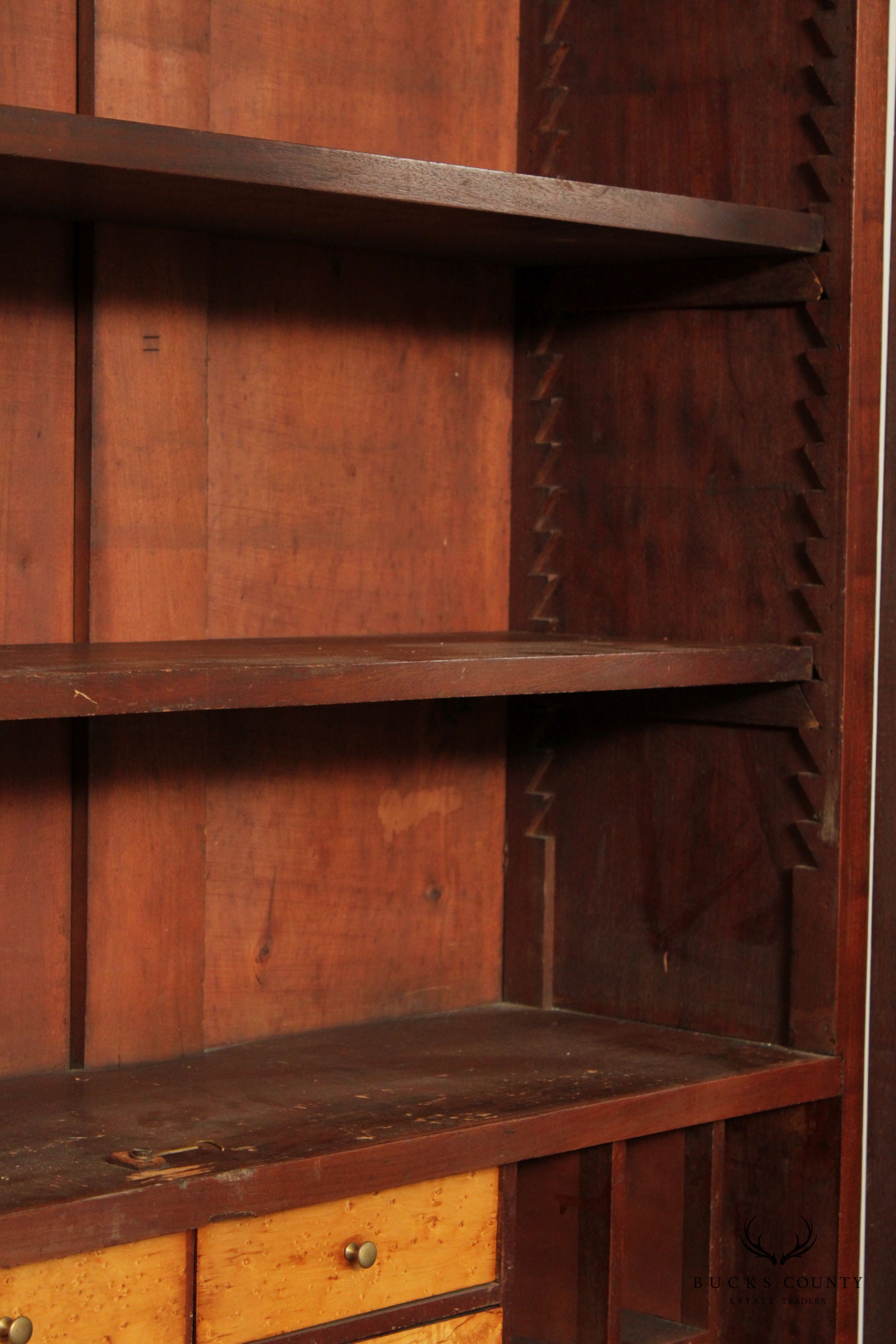 Antique 19th C. American Classical Empire Mahogany Secretary Desk Bookcase