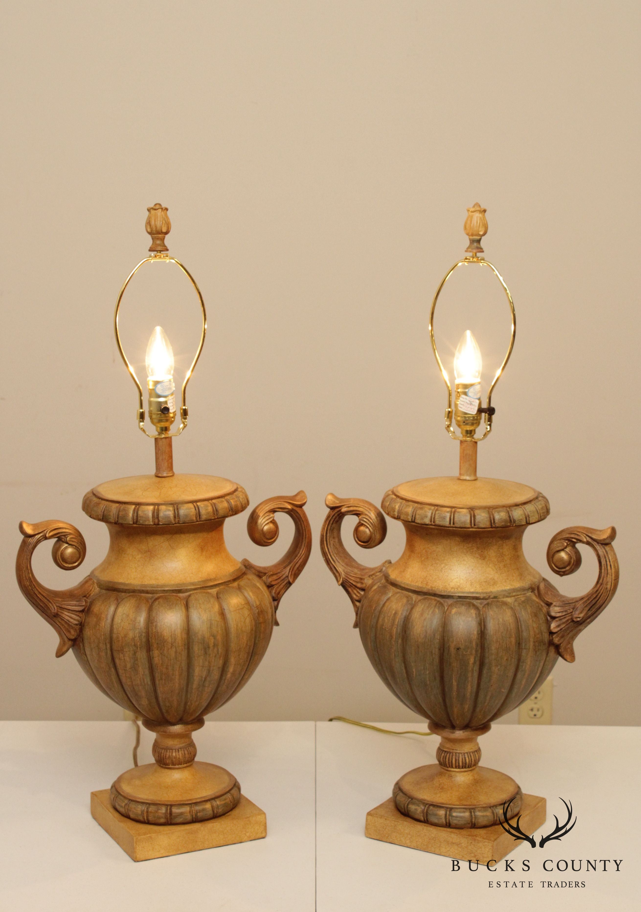 Fine Art Lamps Pair Two Handled Urn Form Table Lamps