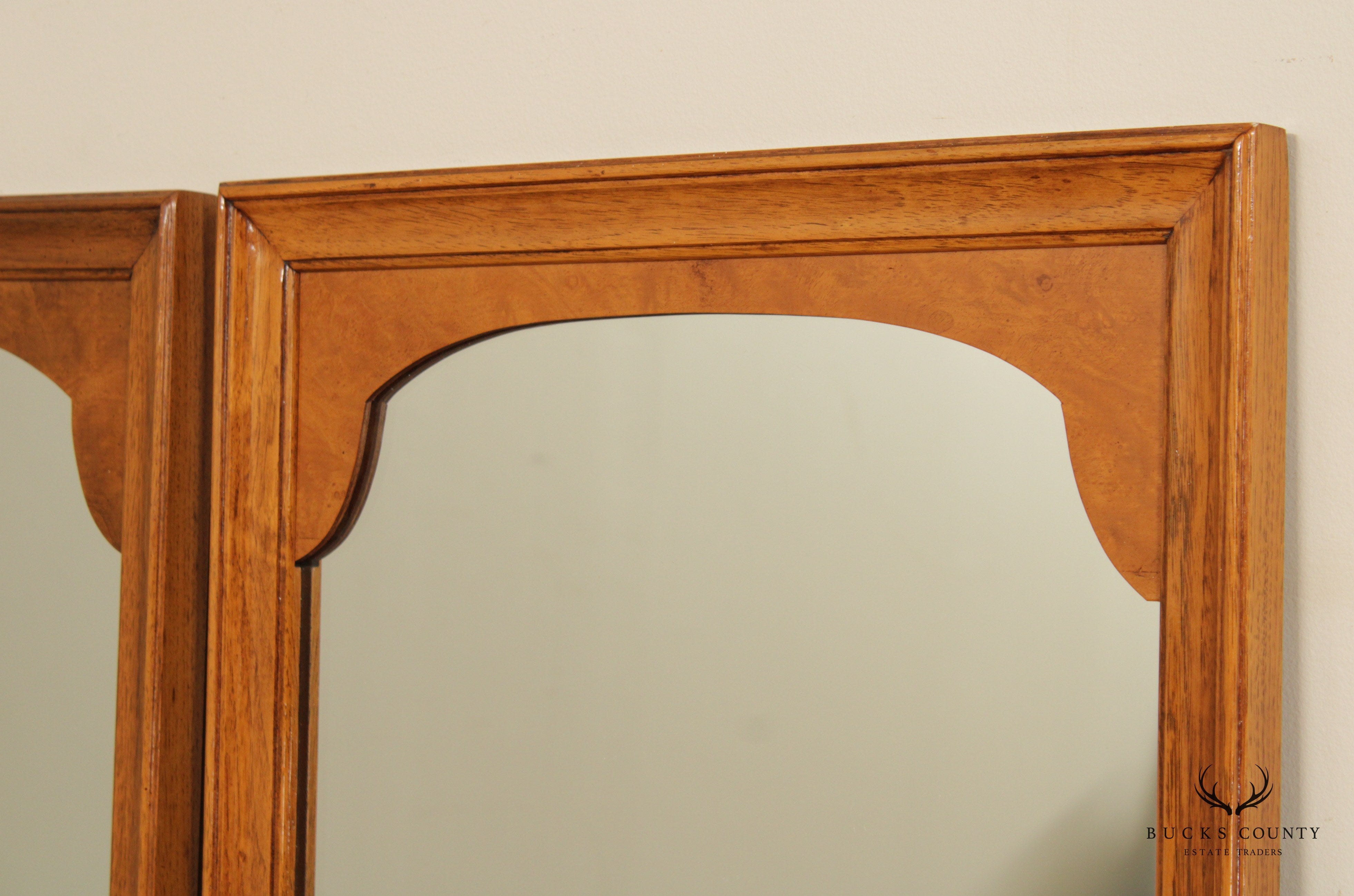 Mid Century Modern Pair of Burlwood Mirrors