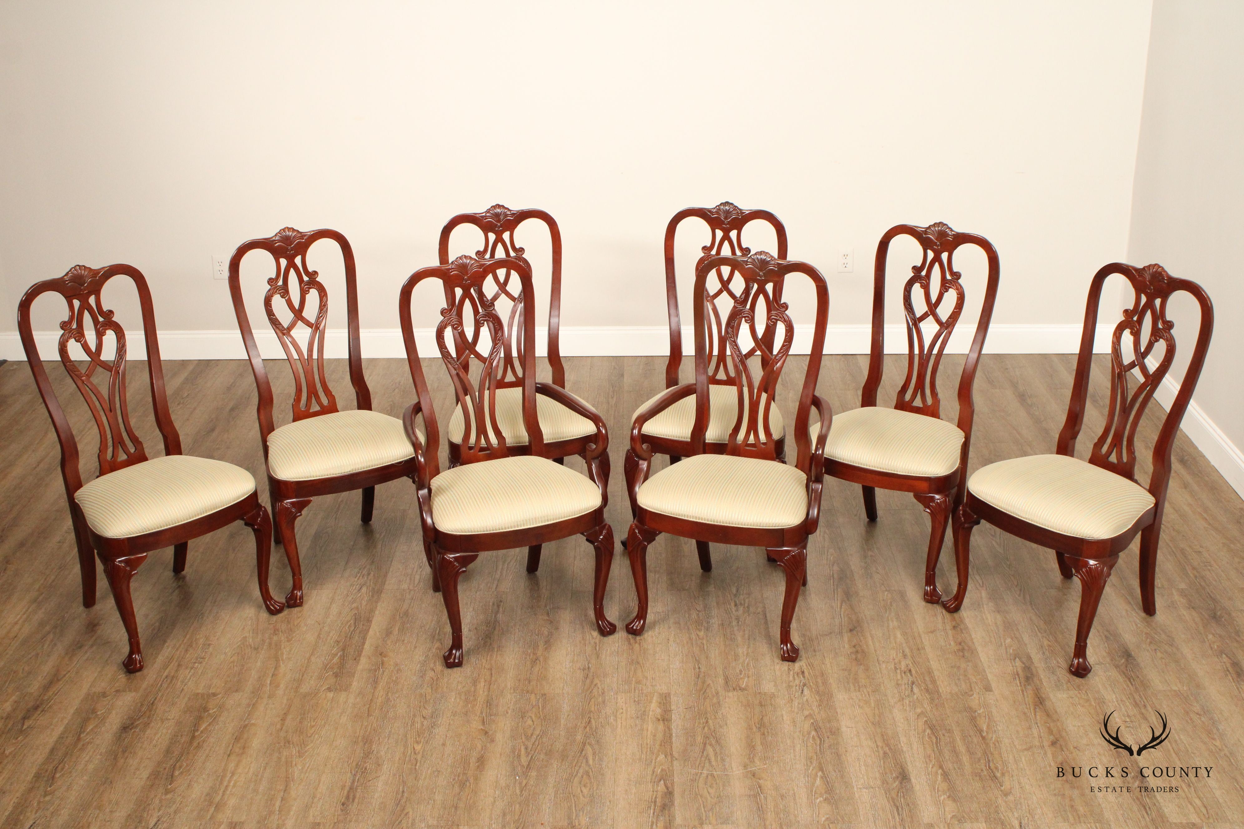 Ethan Allen Set Of Eight '18th Century Mahogany' Collection  Dining Chairs