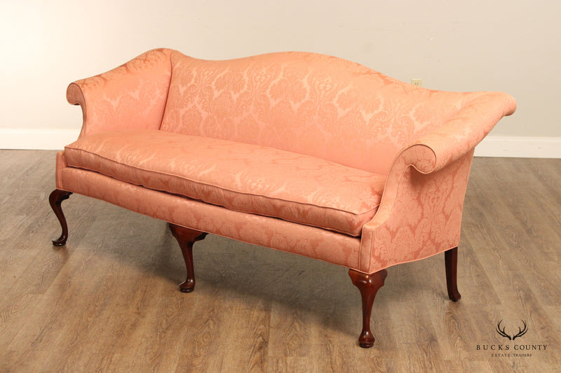 Southwood Chippendale Style Damask Upholstered Camelback Sofa