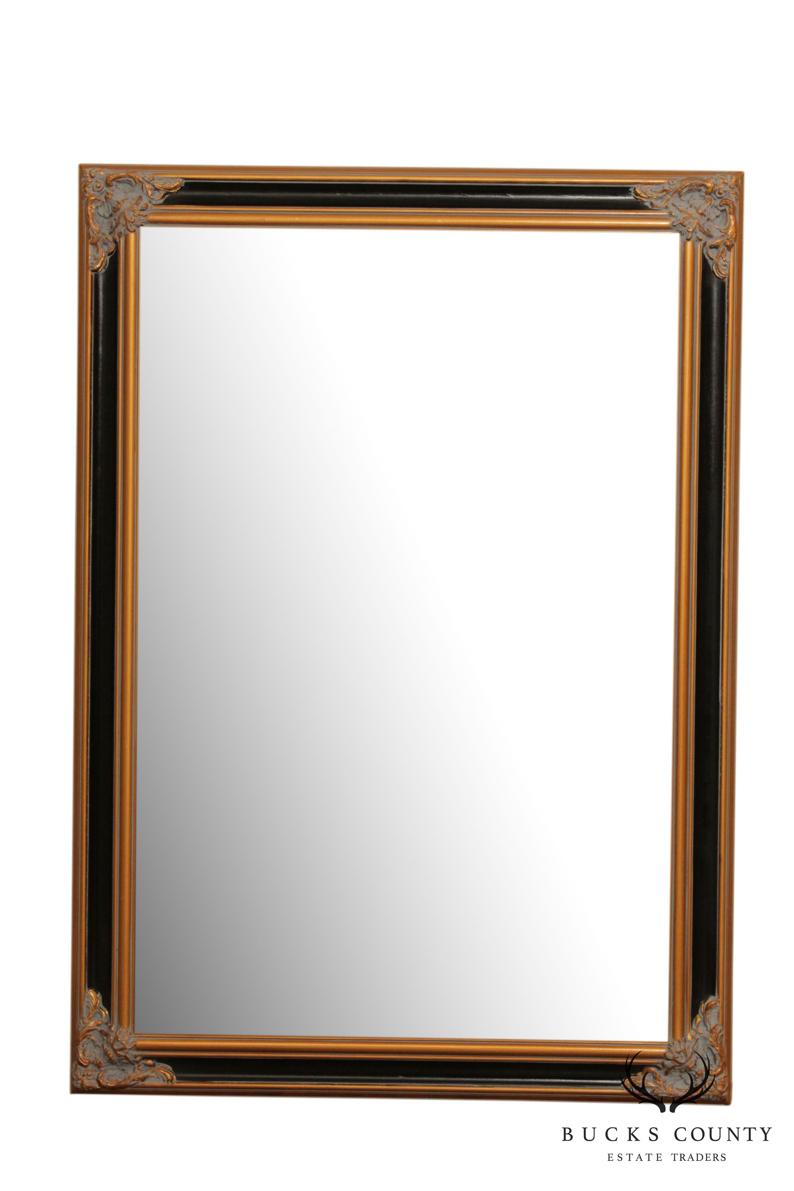 Regency Style Black and Gilt Framed Mirror